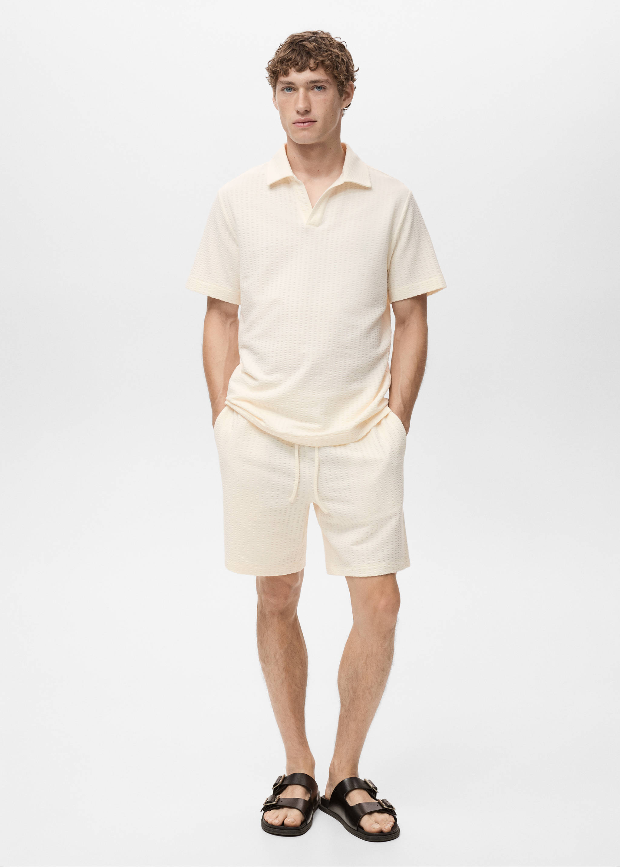 Poloshirt aus Seersucker-Baumwolle - Allgemeine Ansicht