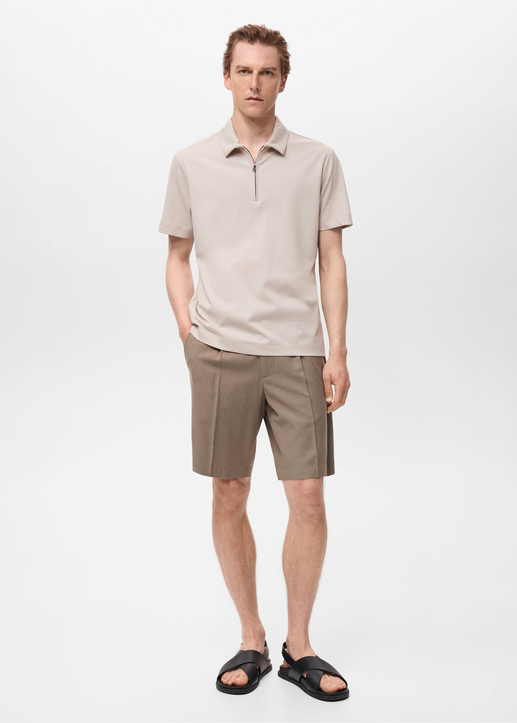 Zip neck polo shirt - General plane, Sand. Ref: 17061229-00.