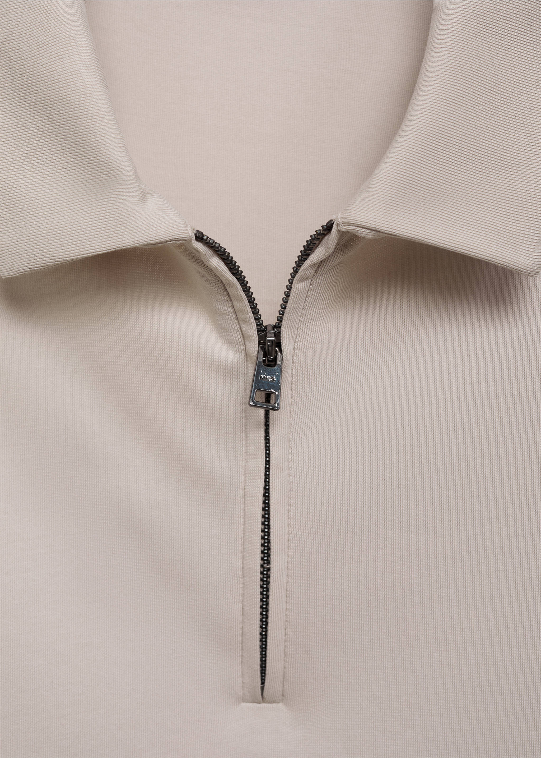 Zip neck polo shirt - Details of the article 8, Sand. Ref: 17061229-00.