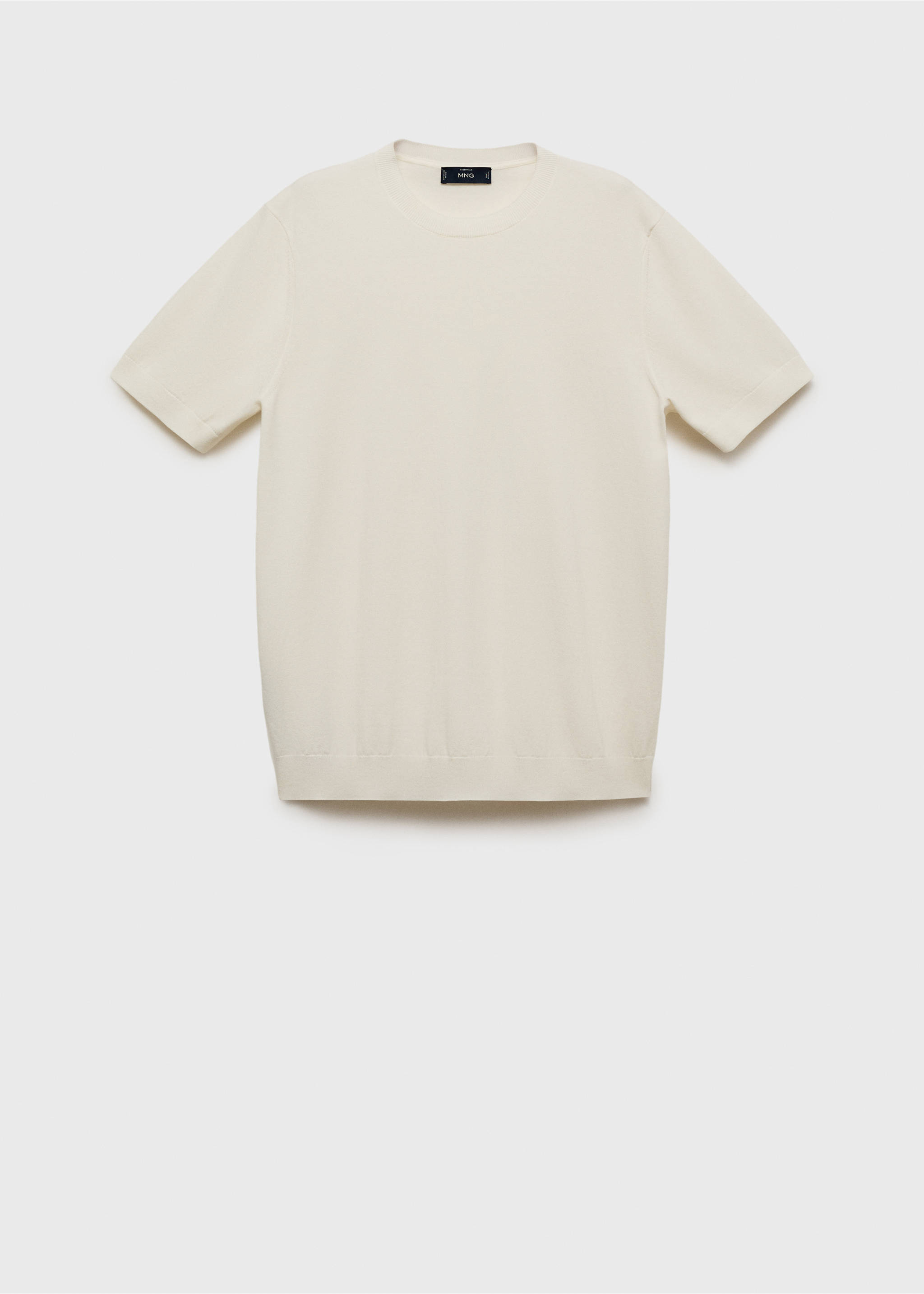 Off-white short-sleeved knit t-shirt with a crew neck., Off White. Ref: 17061245-00.