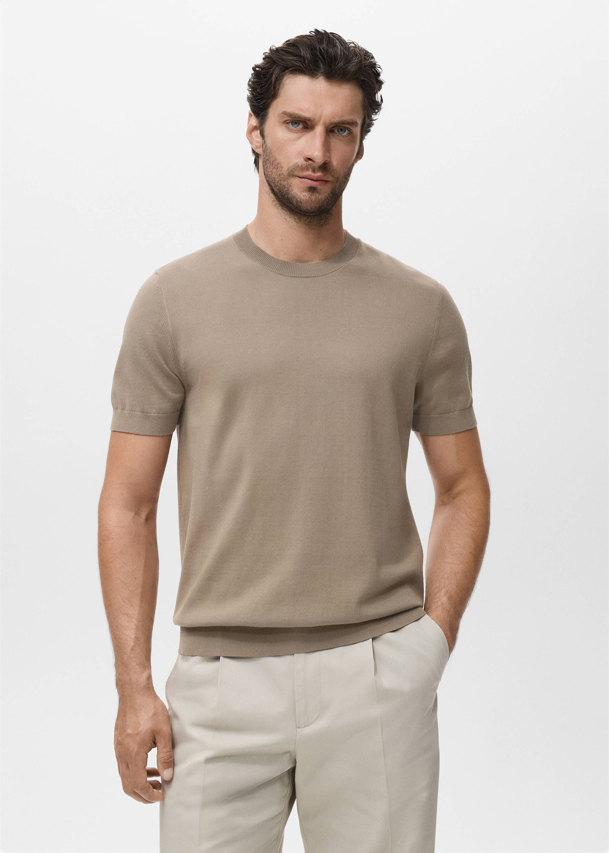 Cotton fine-knit t-shirt - Medium plane
