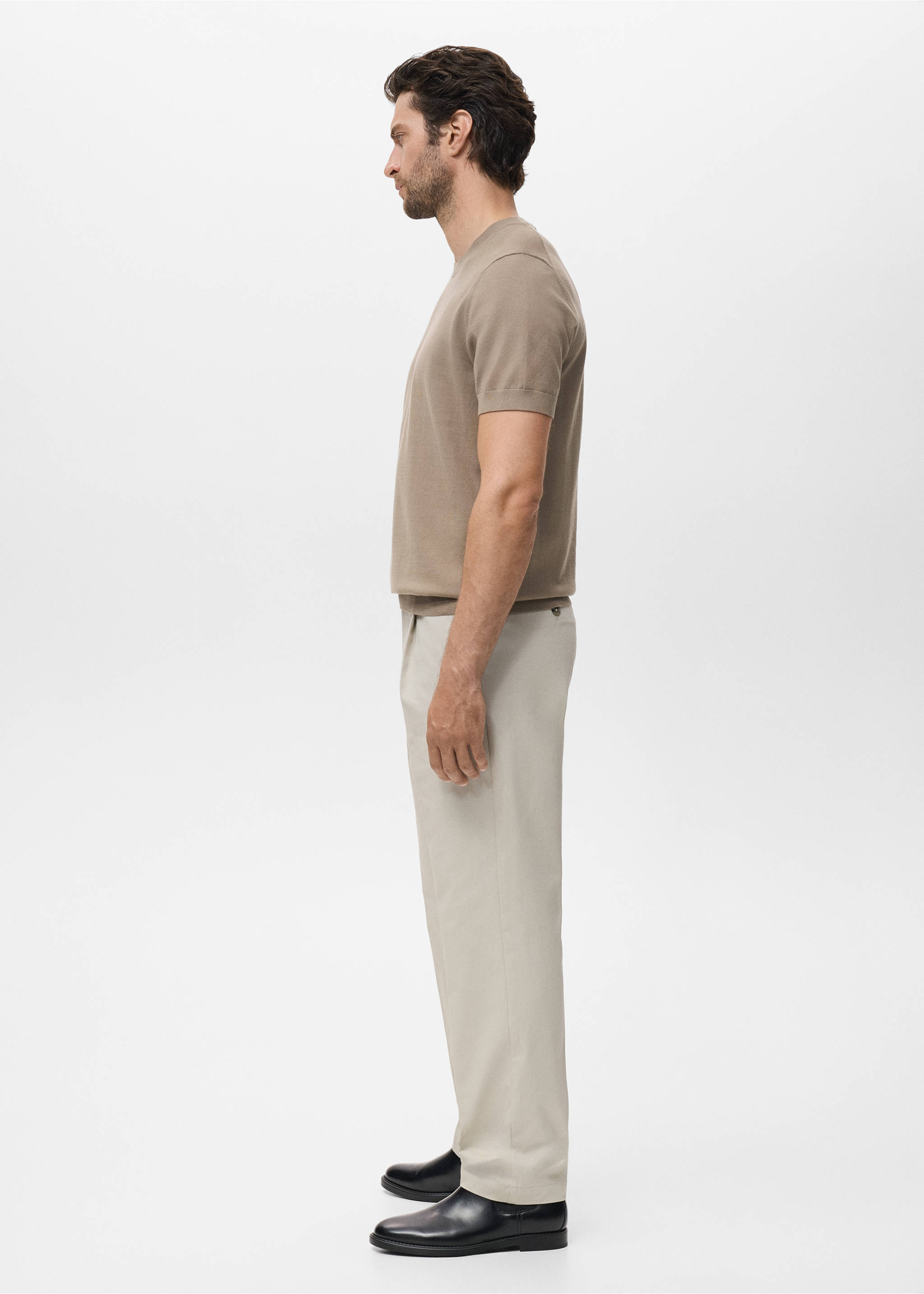 Cotton fine-knit t-shirt - Details of the article 2, Medium Brown. Ref: 17061245-00.