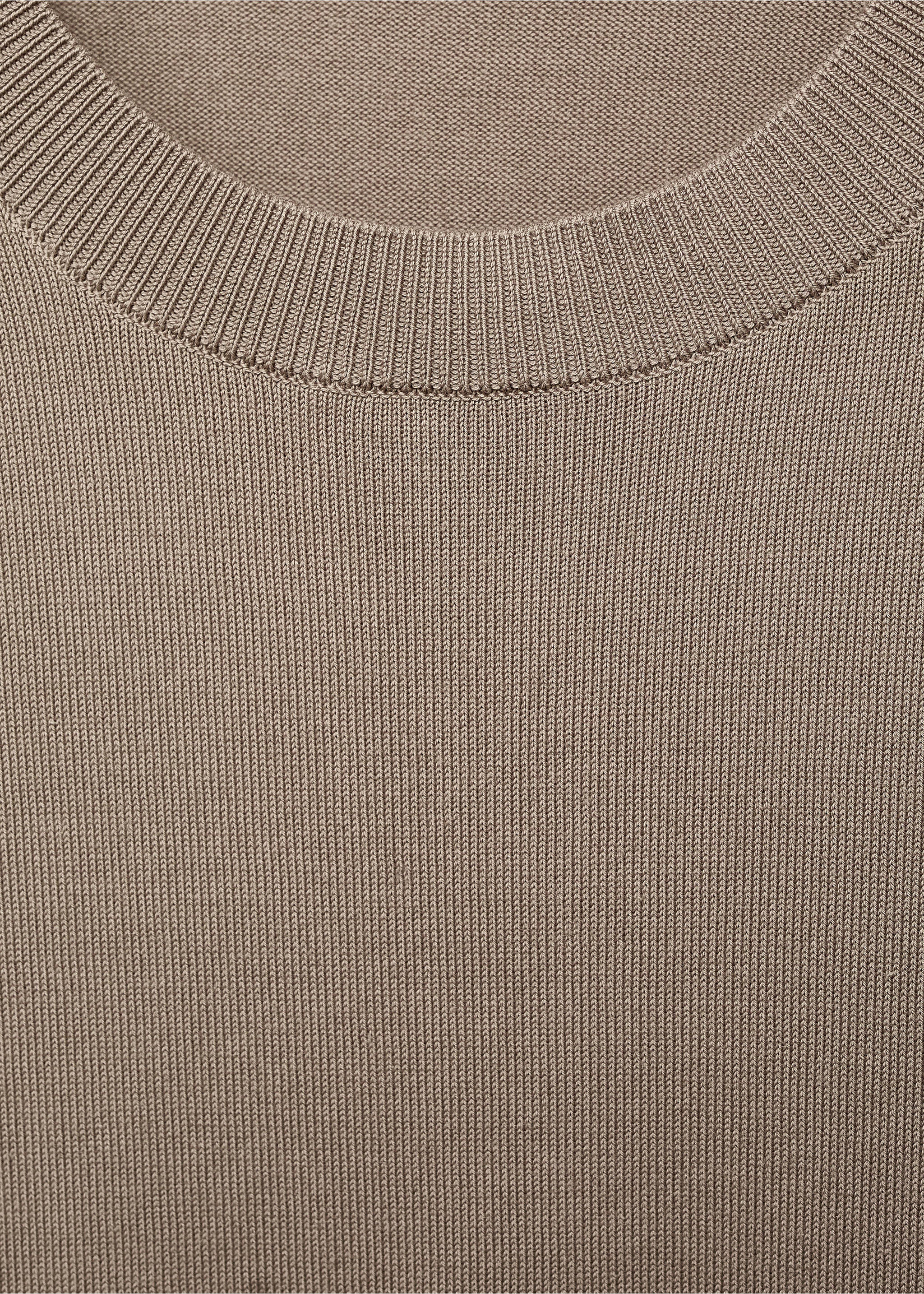 Cotton fine-knit t-shirt - Details of the article 8, Medium Brown. Ref: 17061245-00.