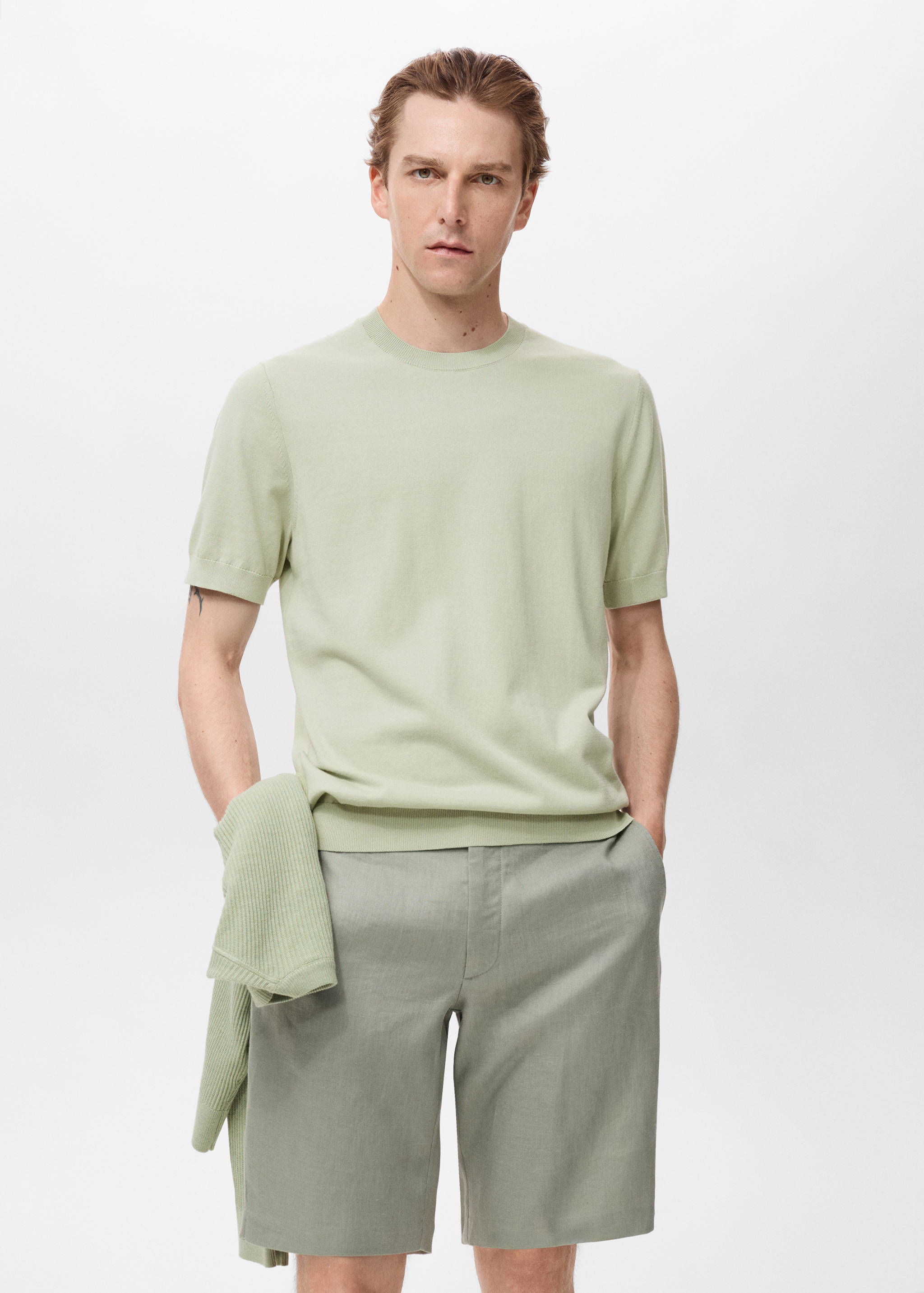 Cotton fine-knit t-shirt - Medium plane