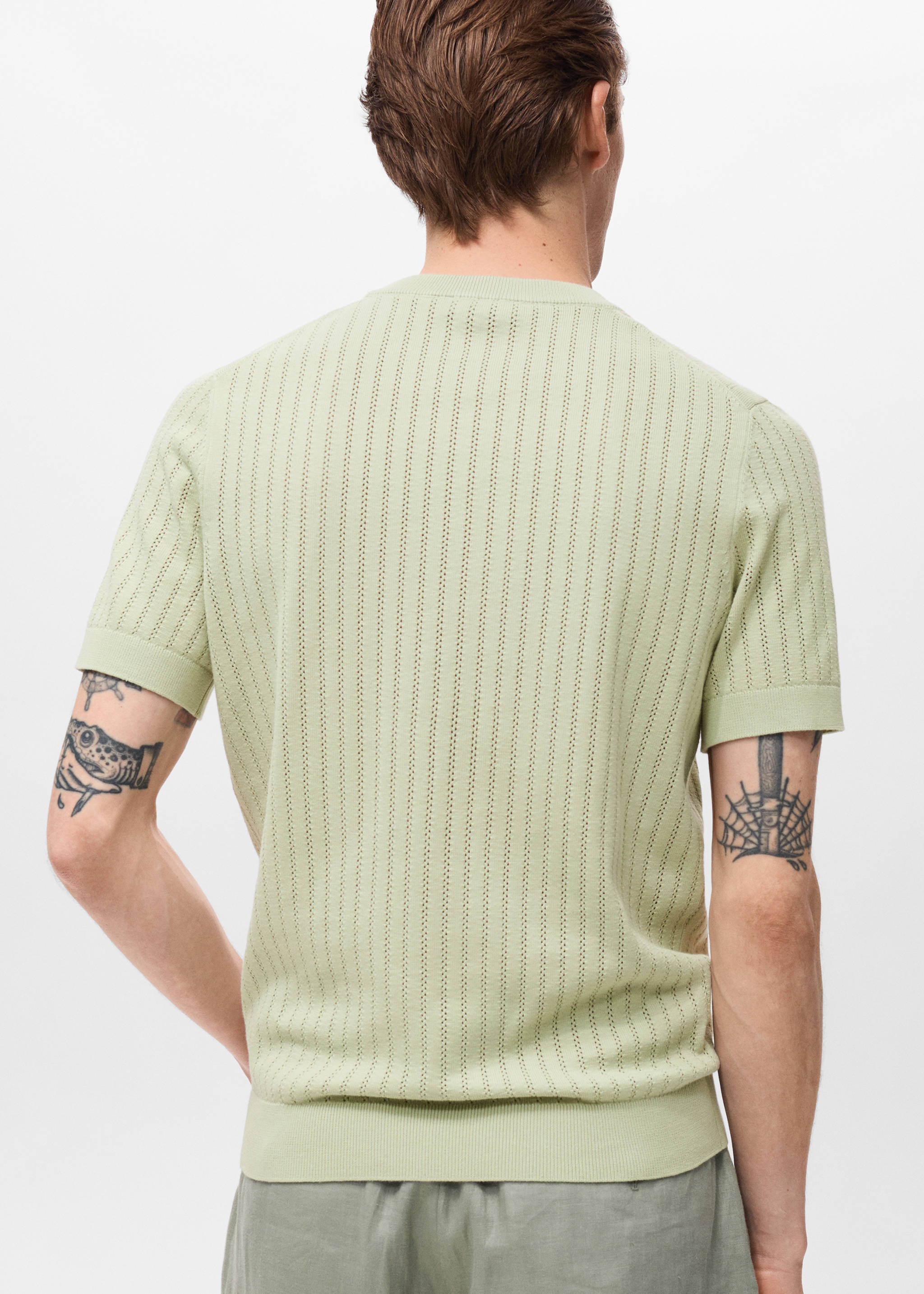 Striped openwork cotton t-shirt - Reverse of the article