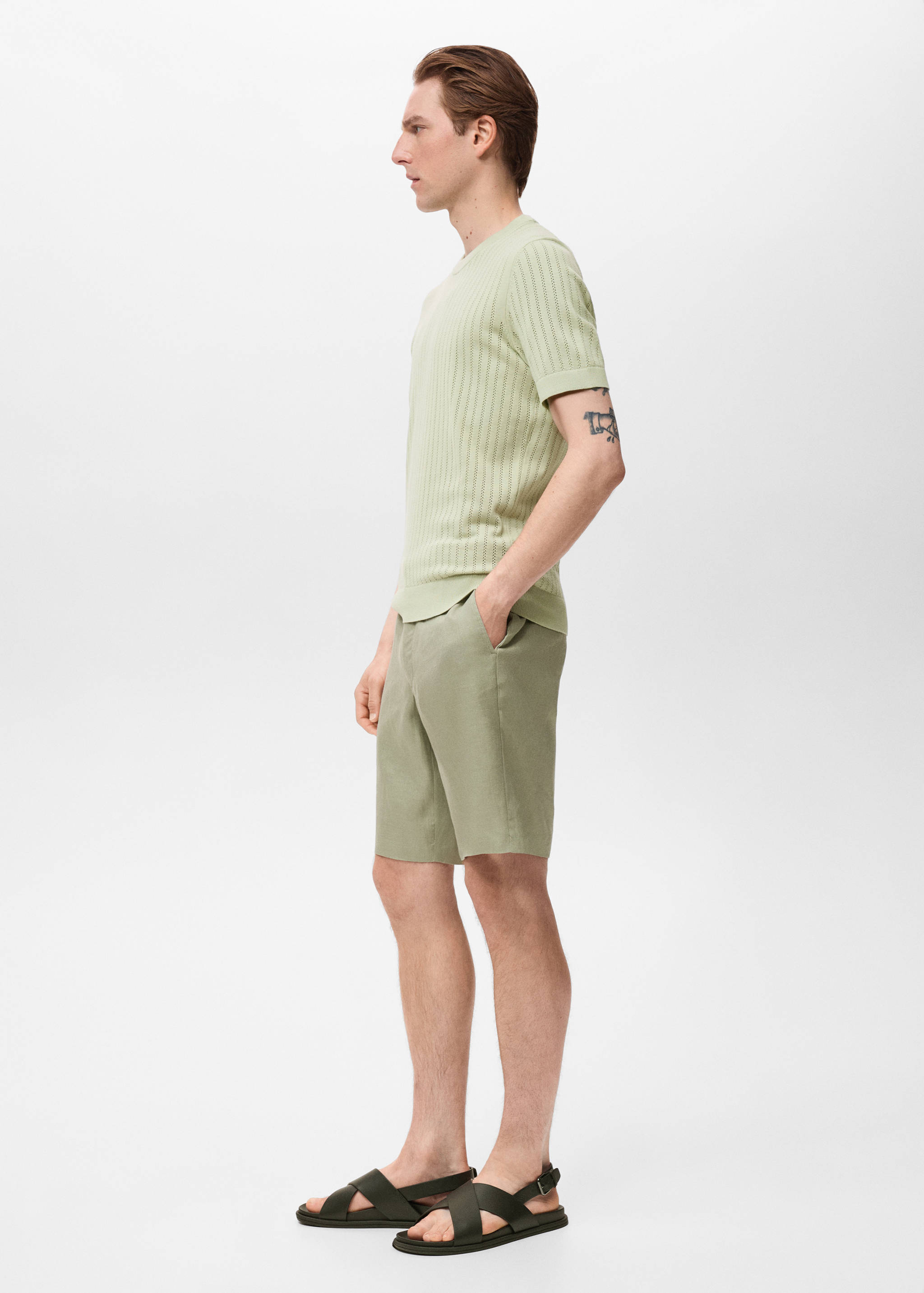 Striped openwork cotton t-shirt - Details of the article 2