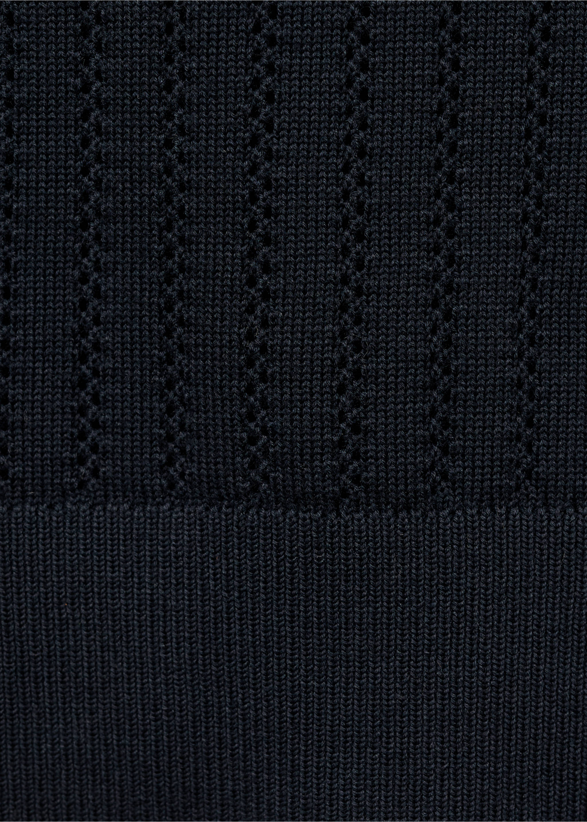 Striped openwork cotton t-shirt - Details of the article 0, Navy. Ref: 17061246-00.