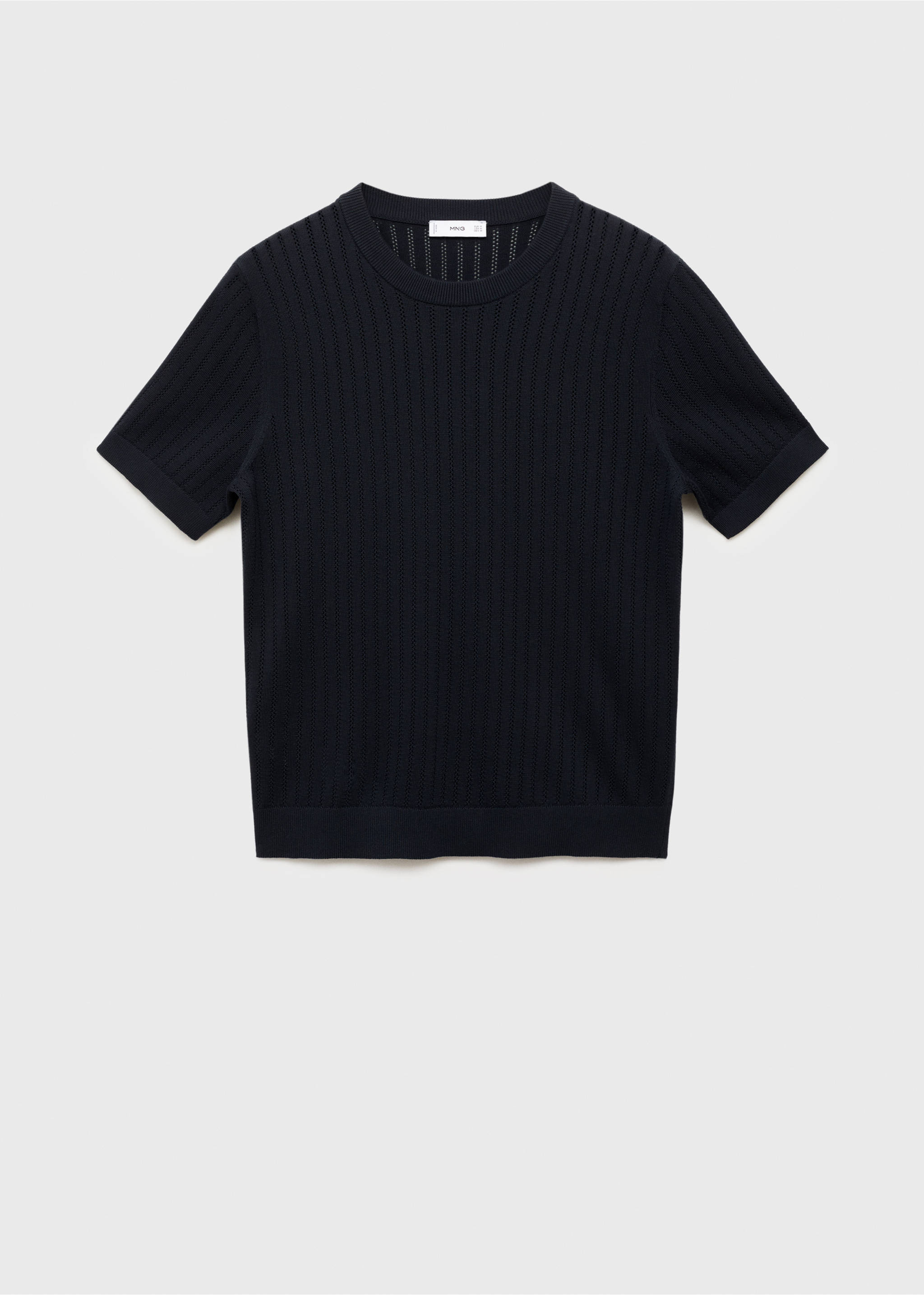 Striped openwork cotton t-shirt - Article without model, Navy. Ref: 17061246-00.