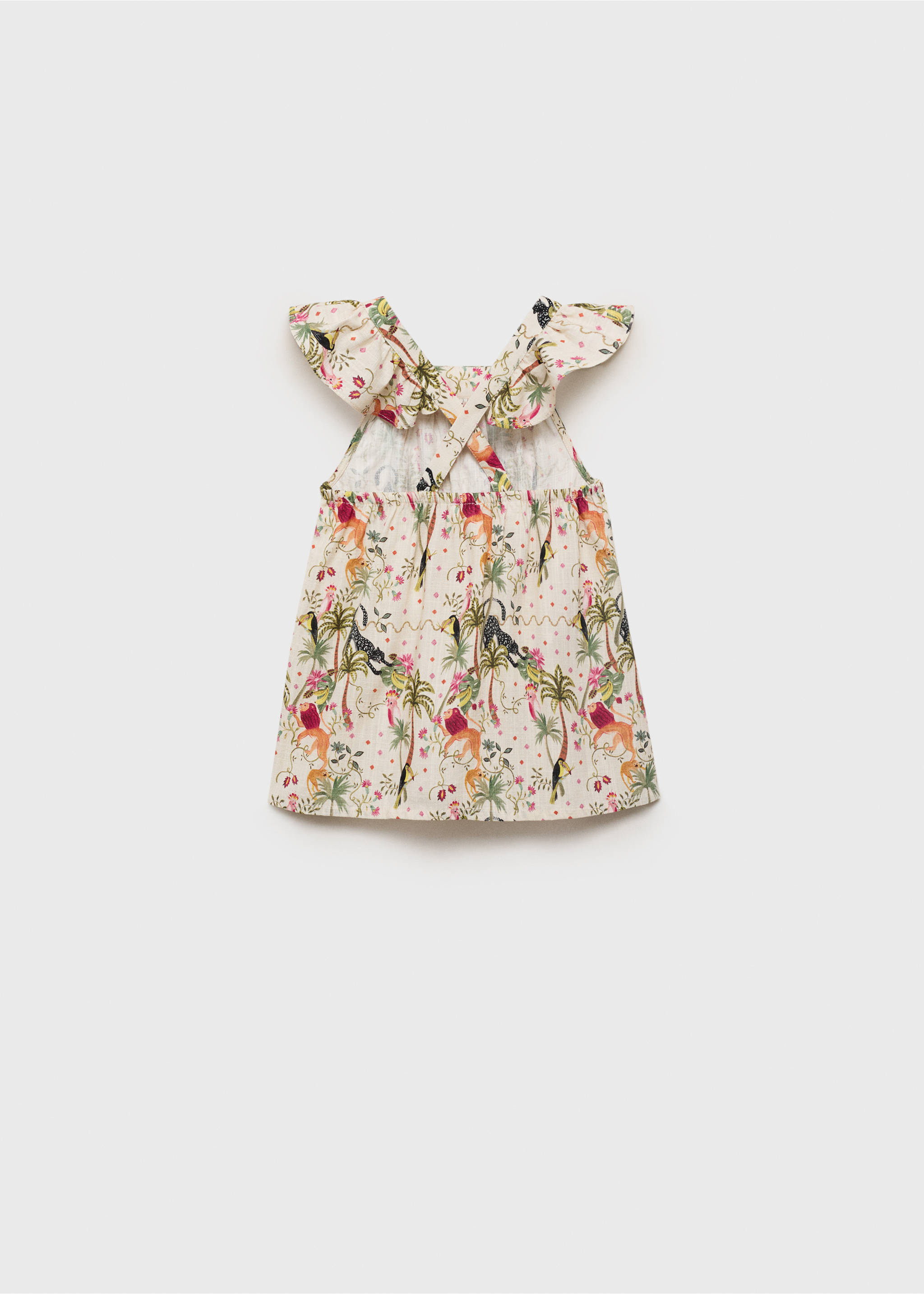 Floral print dress - Reverse of the article, Ecru. Ref: 17061247-00.