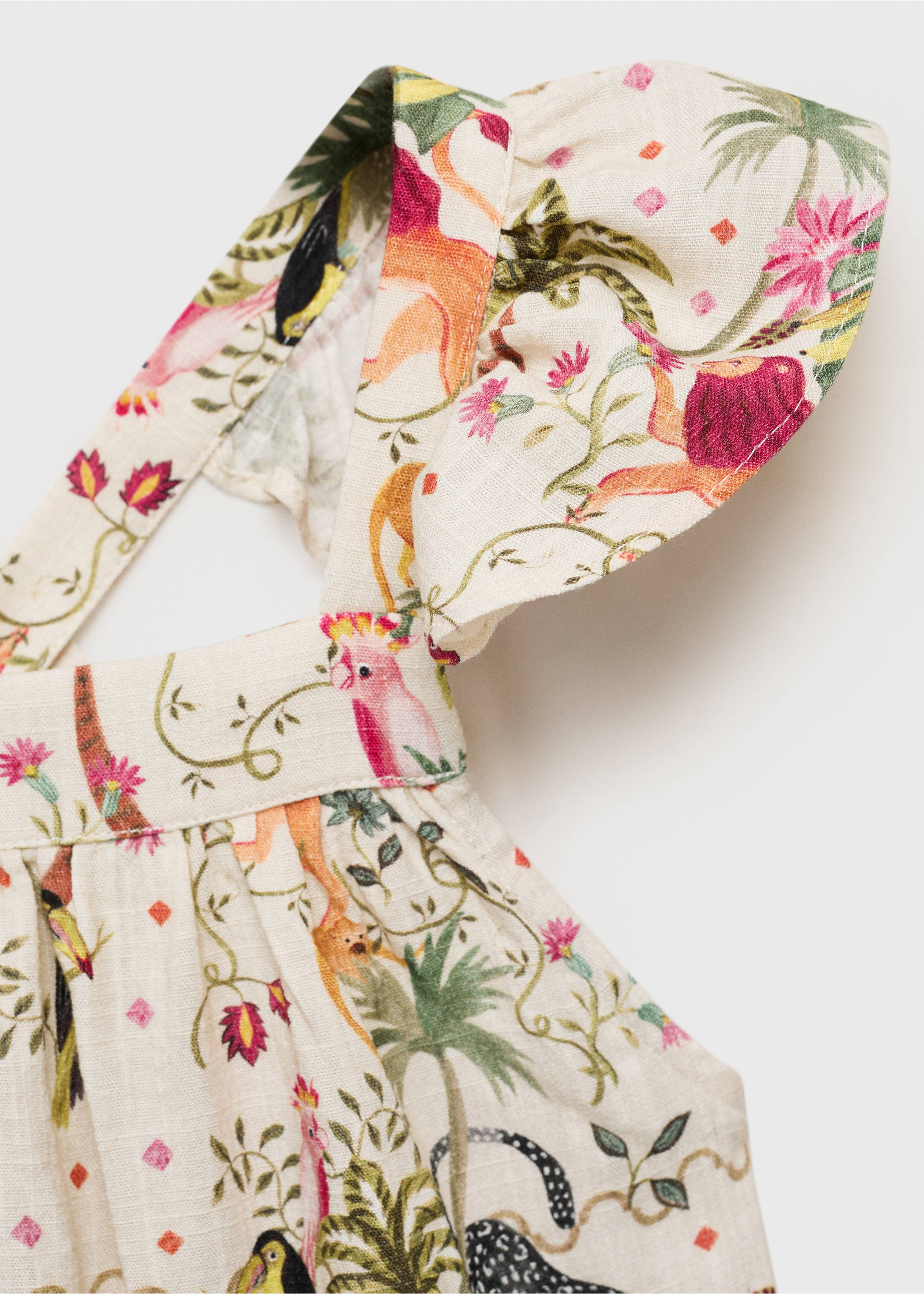 Floral print dress - Details of the article 8, Ecru. Ref: 17061247-00.