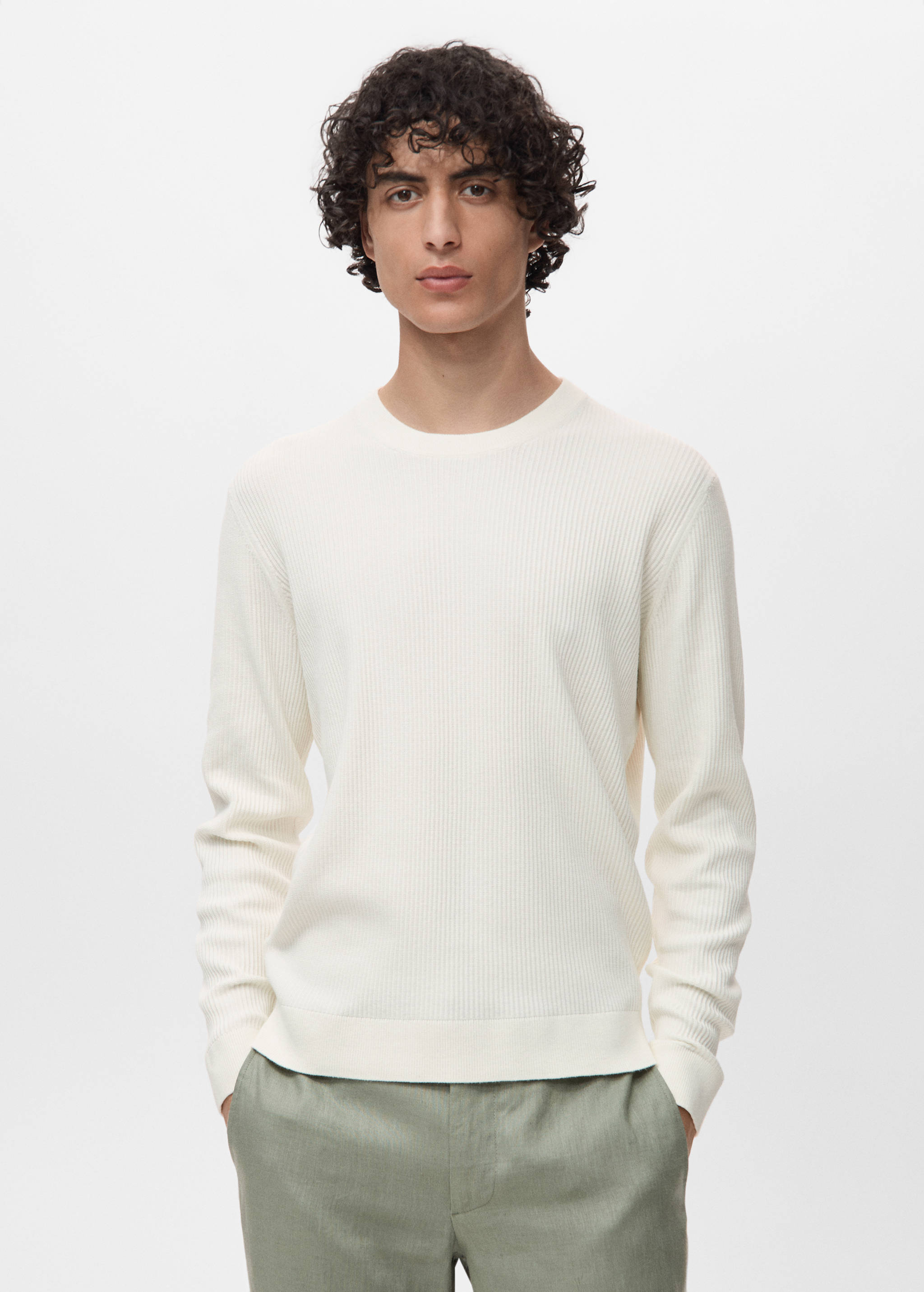 Fine rib-knit cotton sweater - Medium plane