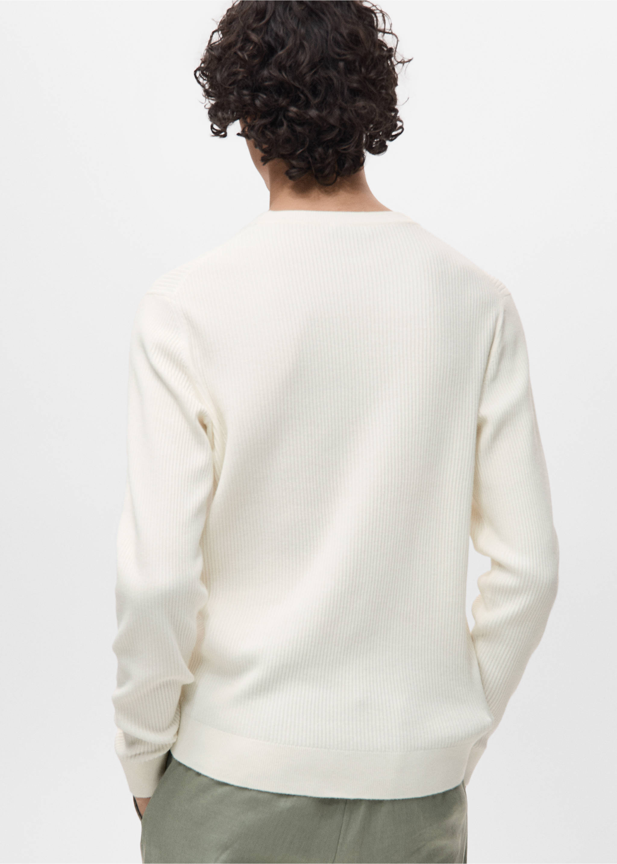 Fine rib-knit cotton sweater - Reverse of the article, Off White. Ref: 17061248-00.