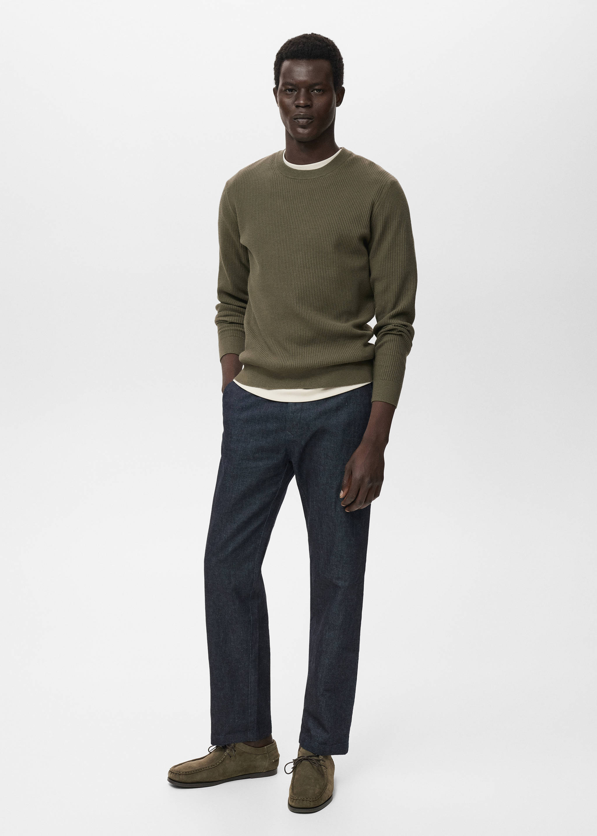 Fine rib-knit cotton sweater - General plane