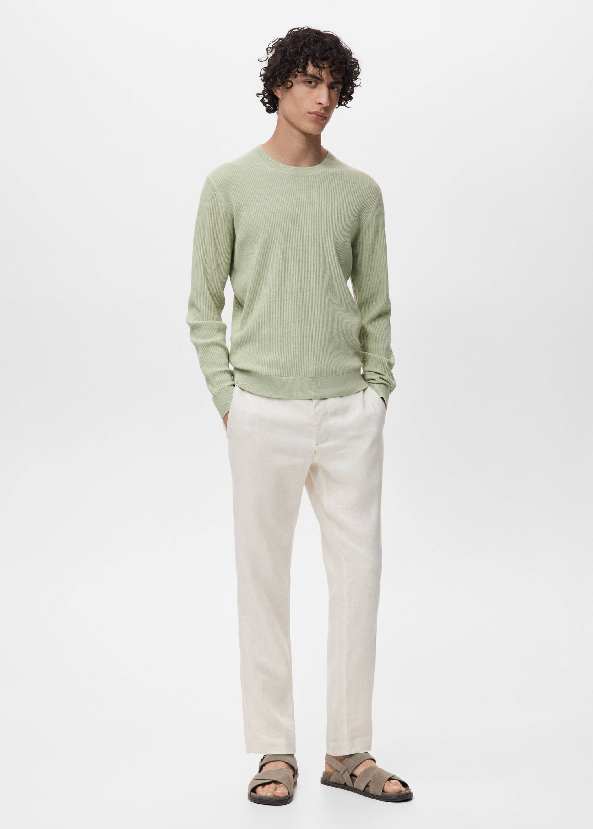 Fine rib-knit cotton sweater - General plane