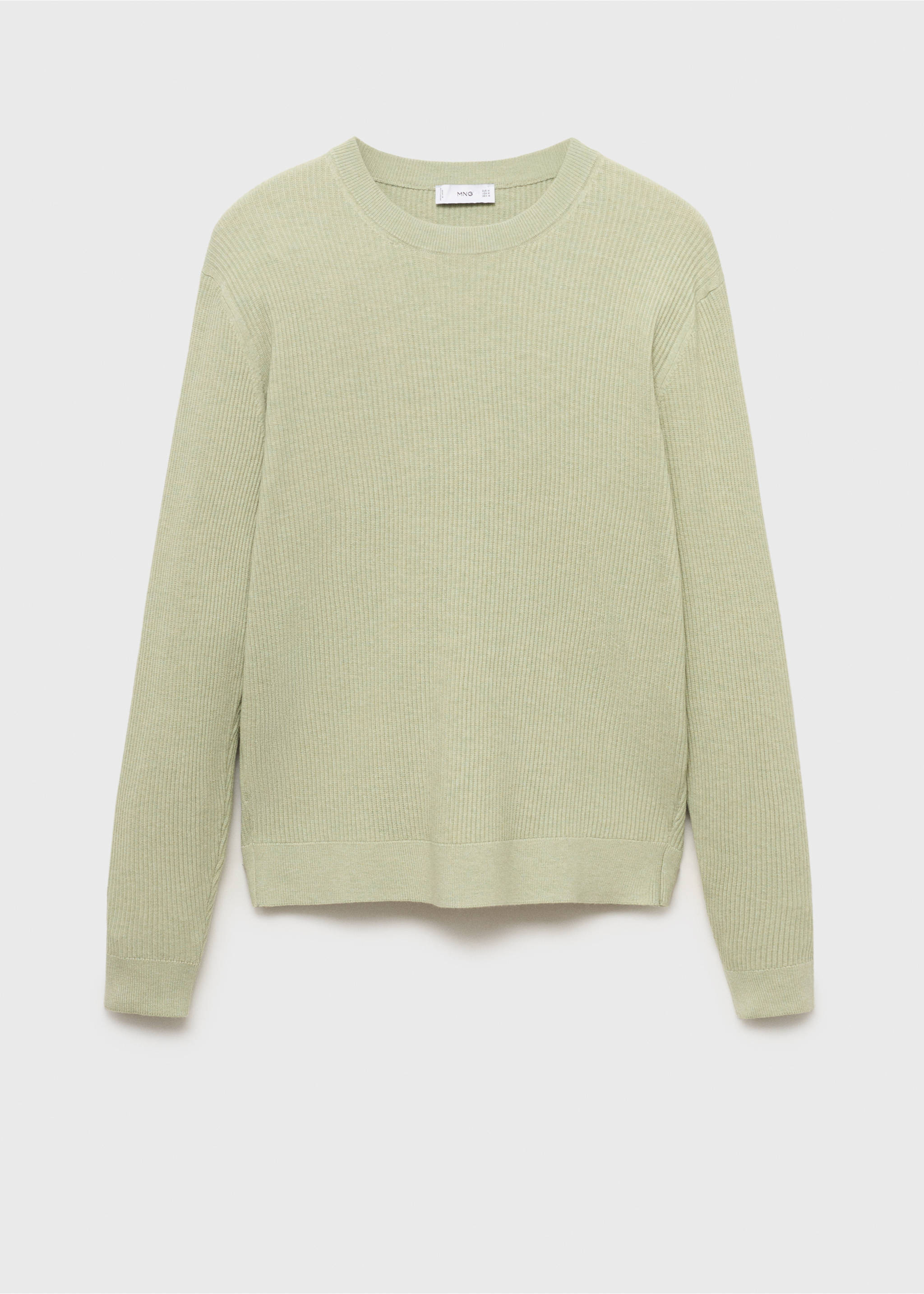 Fine rib-knit cotton sweater - Article without model, Green Apple. Ref: 17061248-00.