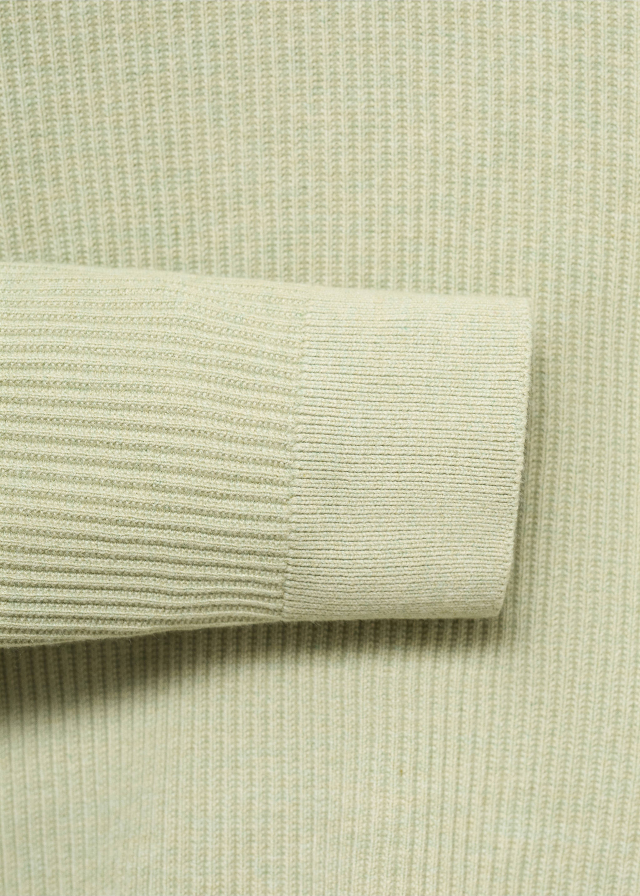 Fine rib-knit cotton sweater - Details of the article 8, Green Apple. Ref: 17061248-00.