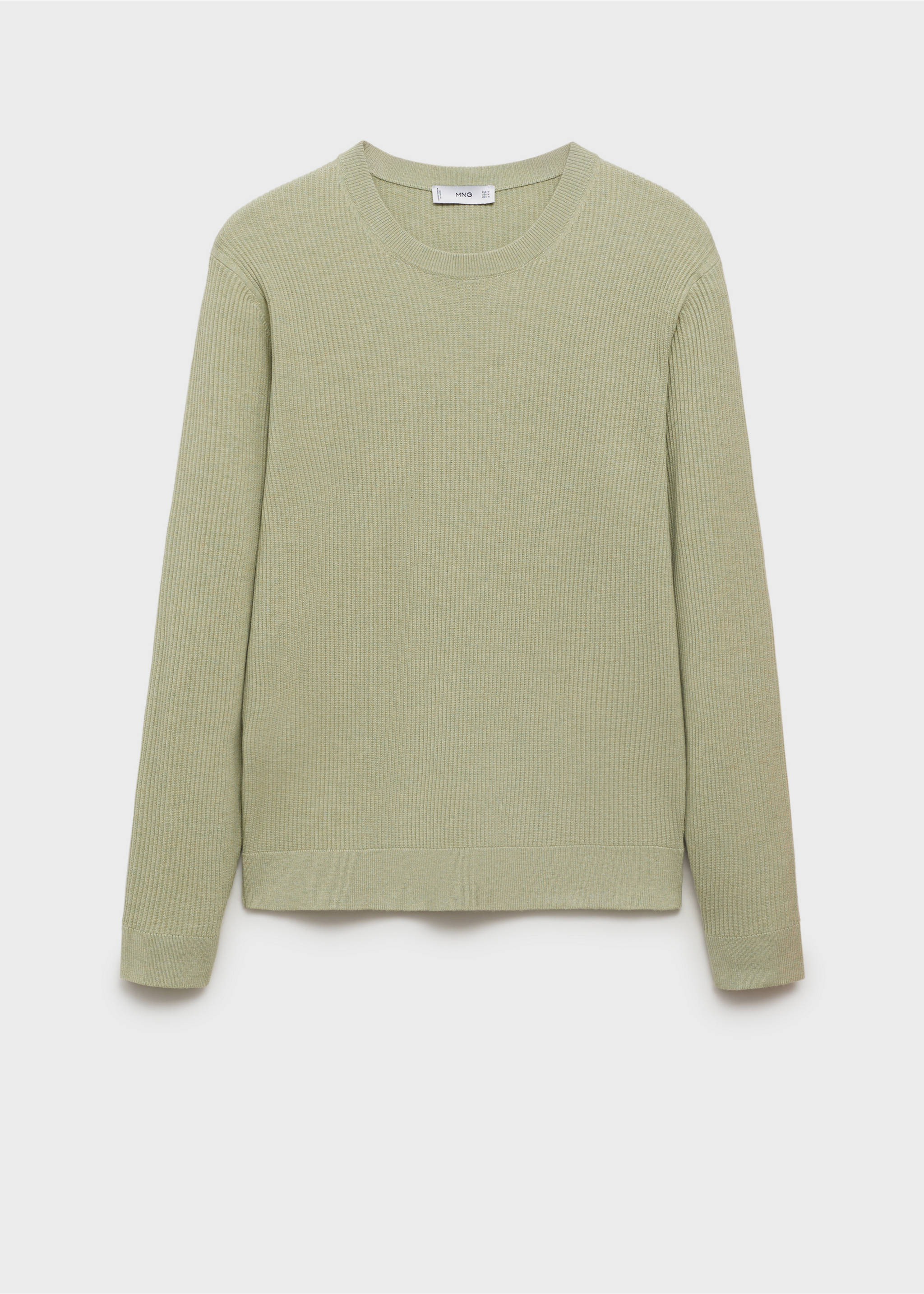 Fine rib-knit cotton sweater - Article without model, Green Apple. Ref: 17061248-00.