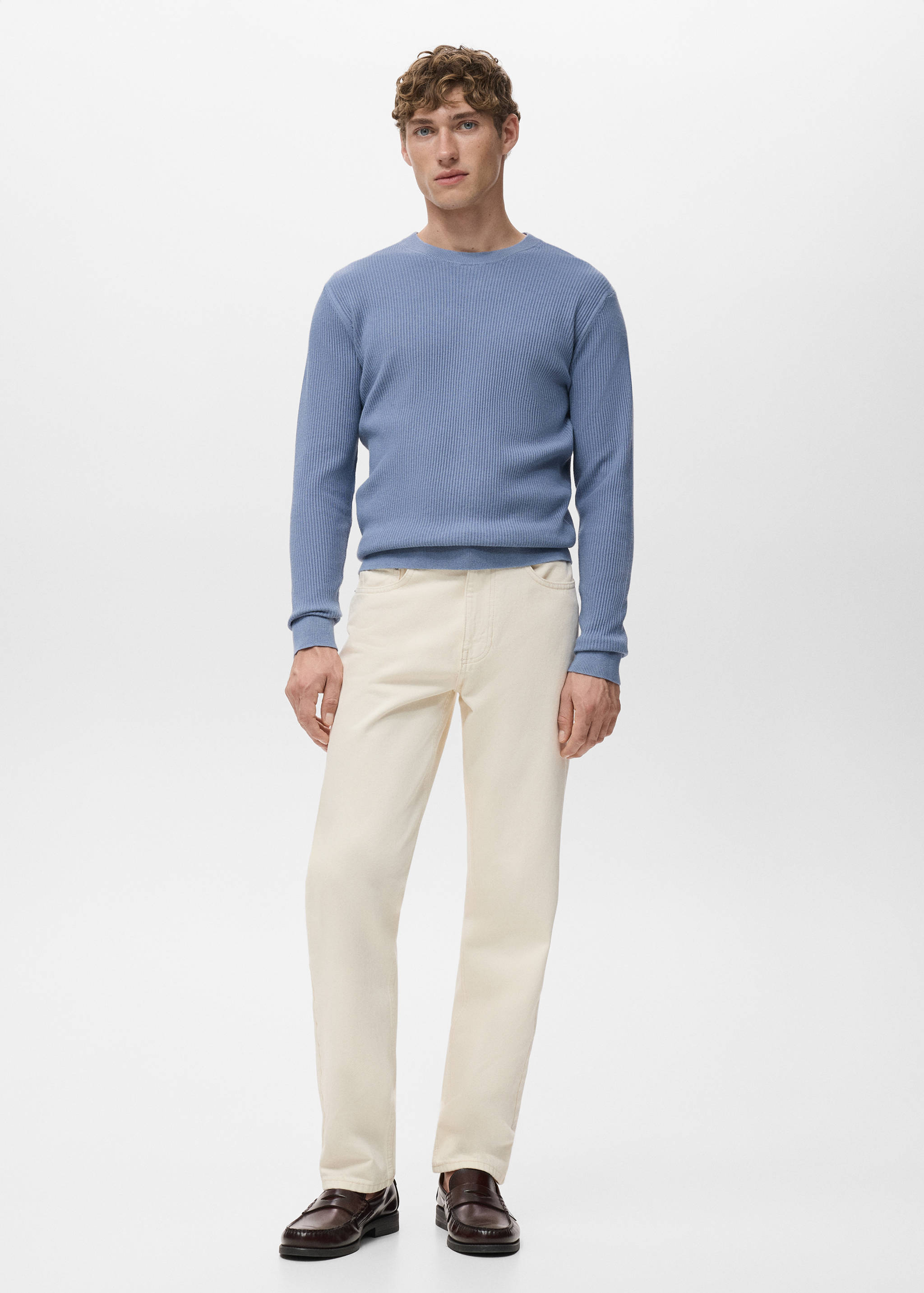 Fine rib-knit cotton sweater - General plane