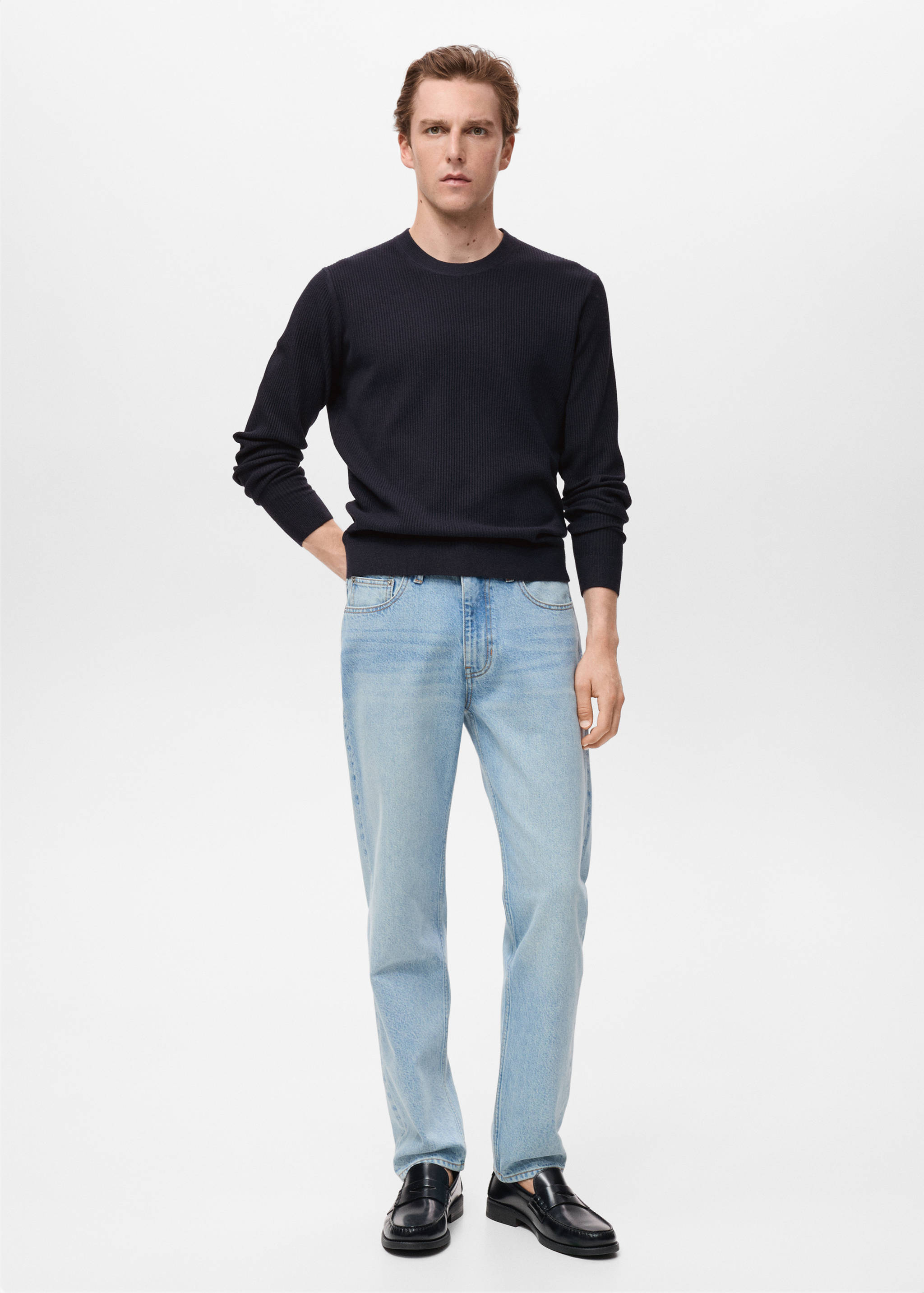 Fine rib-knit cotton sweater - General plane