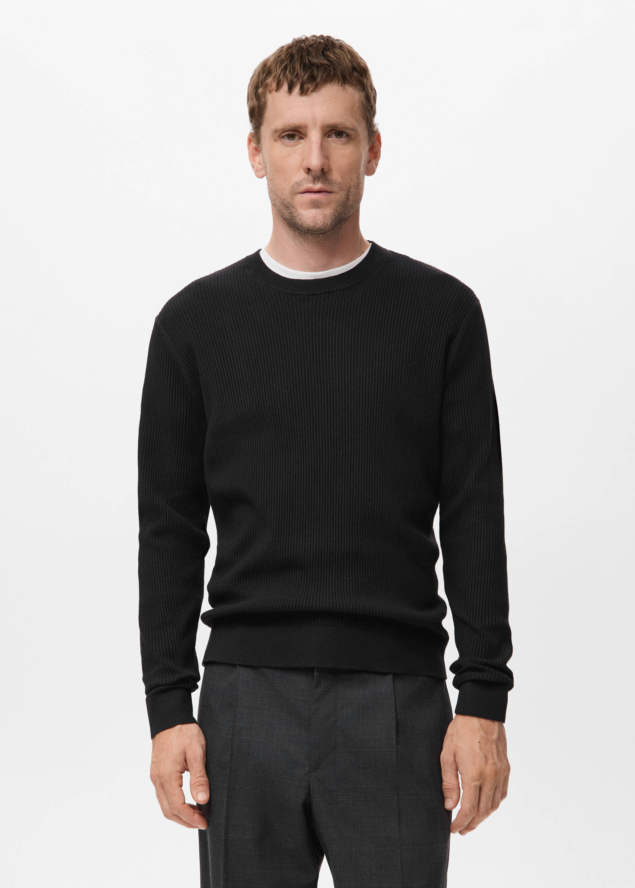 Fine rib-knit cotton sweater - Medium plane