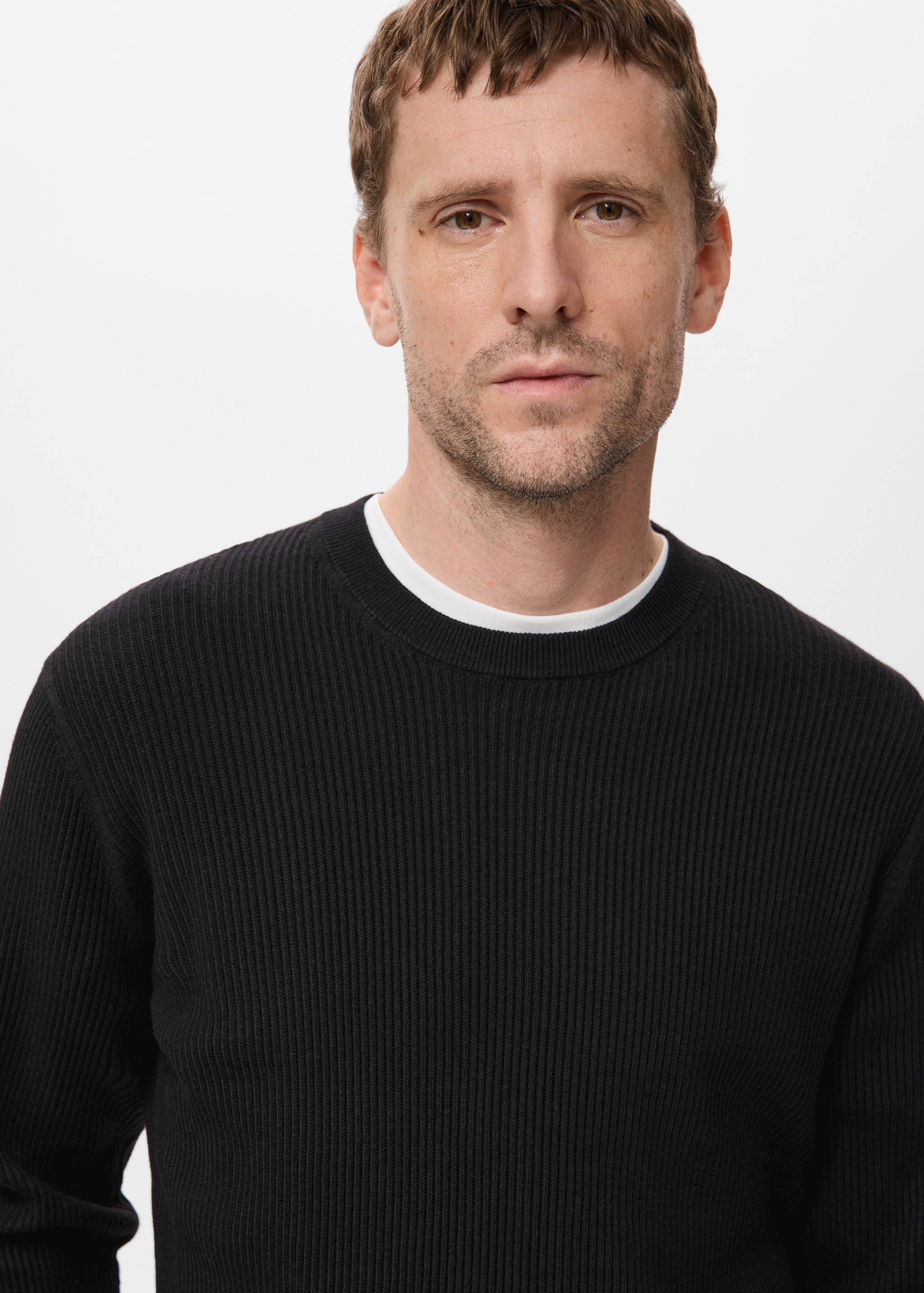 Fine rib-knit cotton sweater - Details of the article 1