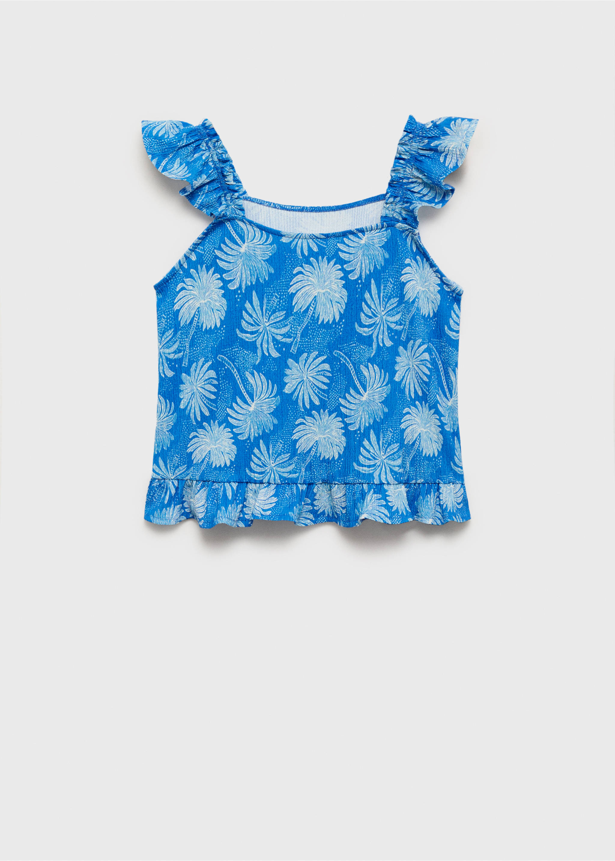 Printed ruffle top - Reverse of the article, Blue. Ref: 17061250-00.