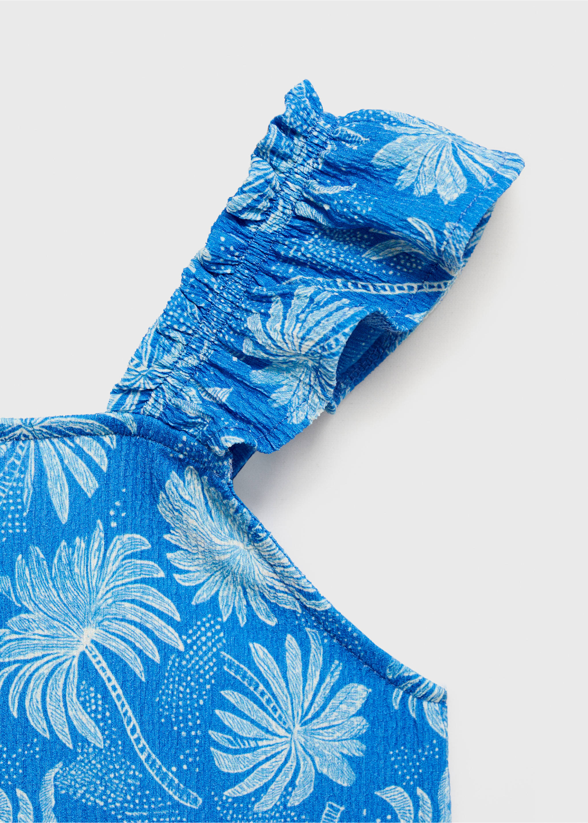 Printed ruffle top - Details of the article 8, Blue. Ref: 17061250-00.