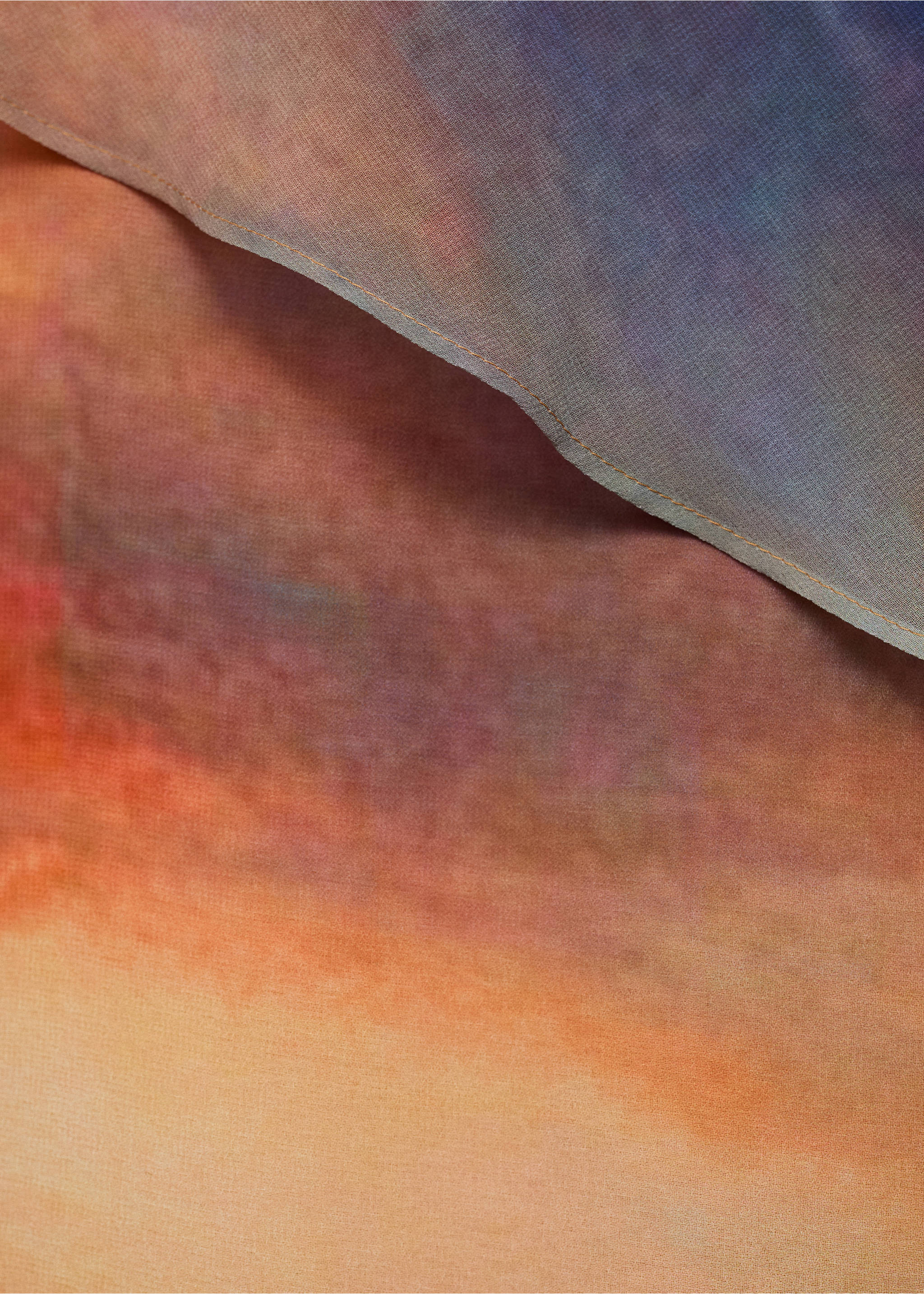 Gemustertes Kleid mit asymmetrischem Cape - Detail des Artikels 0, Orange. Ref: 17061260-00.