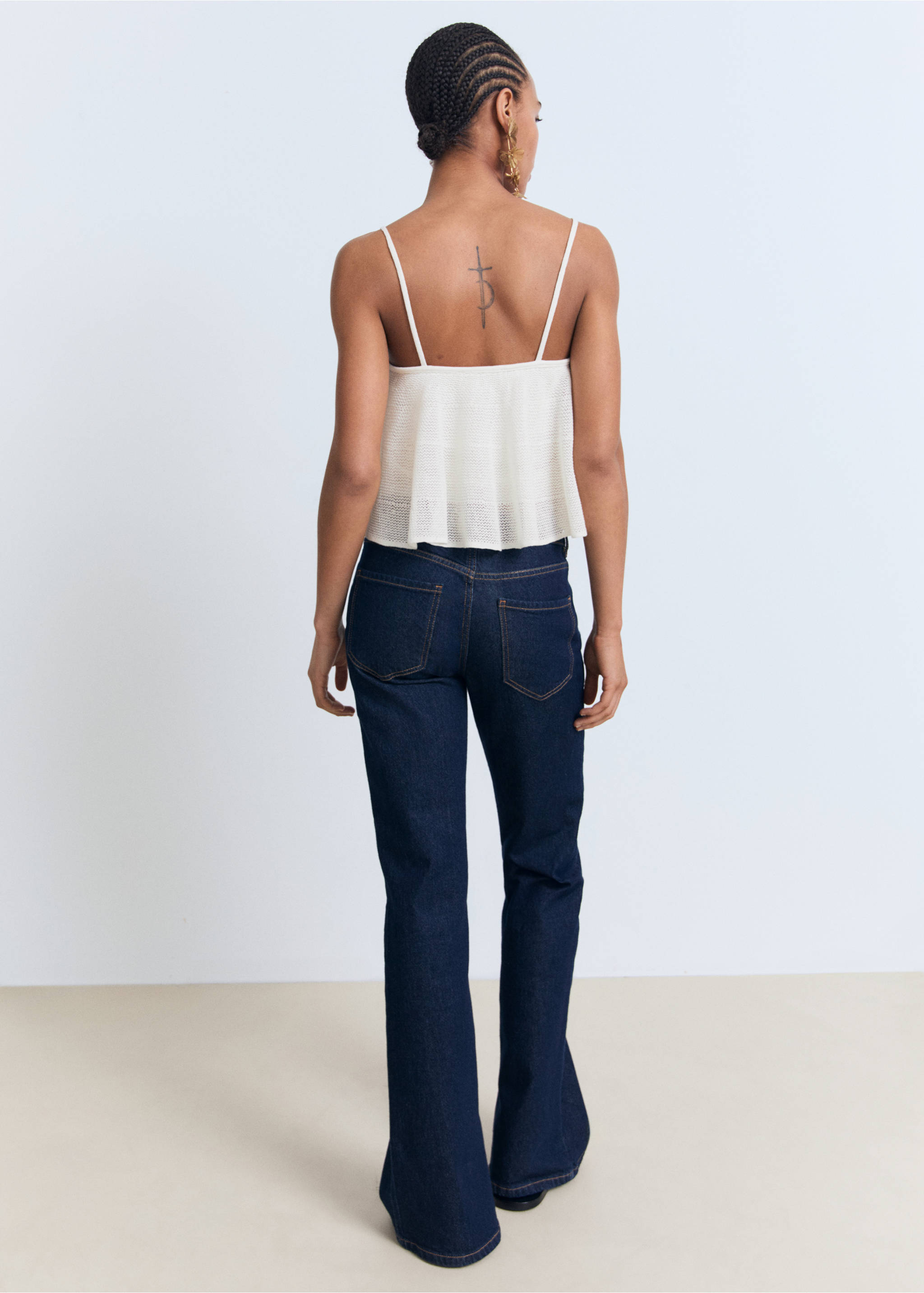 Ruffle knit top - Reverse of the article, White. Ref: 17061261-00.