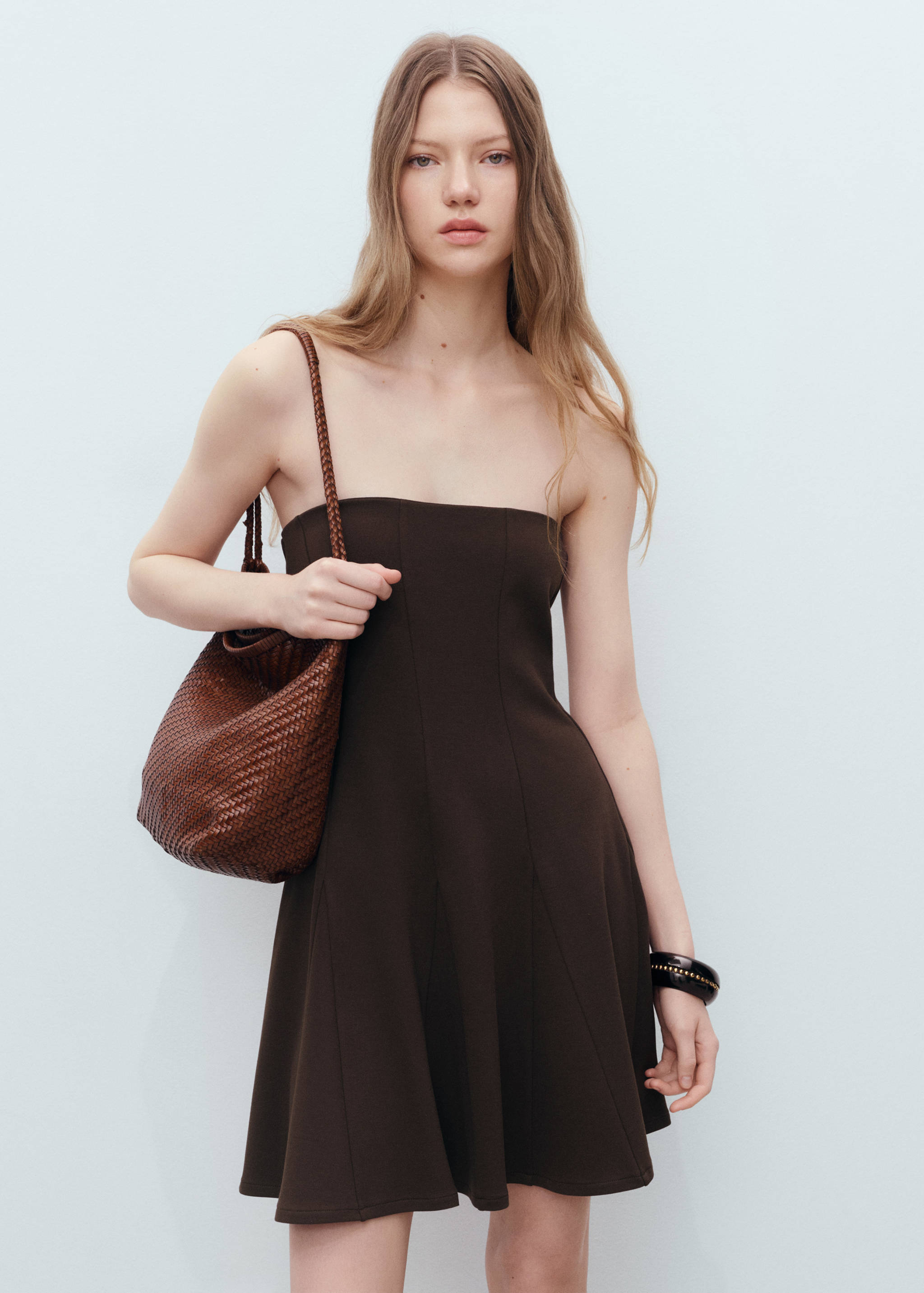 Strapless dress with pleats - Medium plane