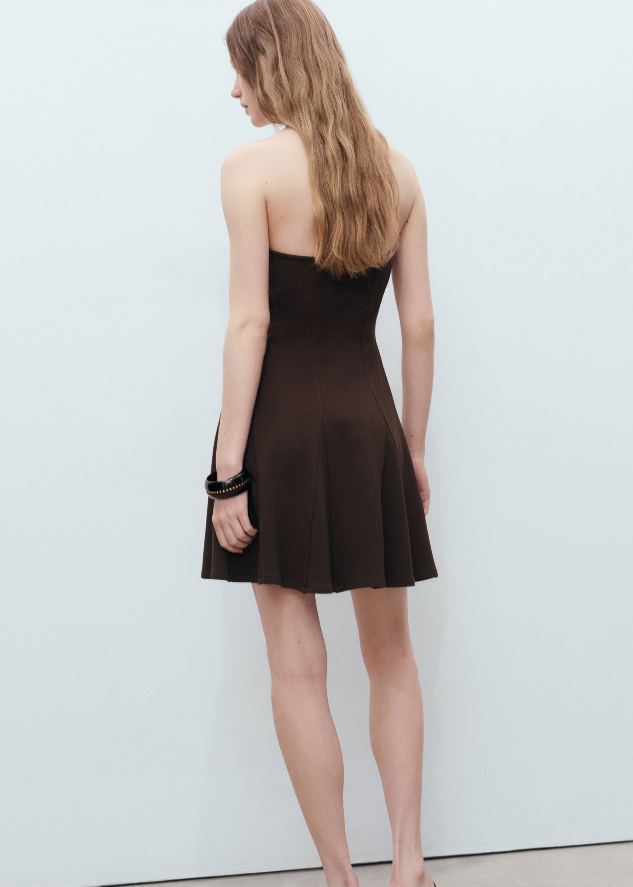 Robe bustier à plis plats - Verso de l’article, Marron. Ref: 17061268-00.
