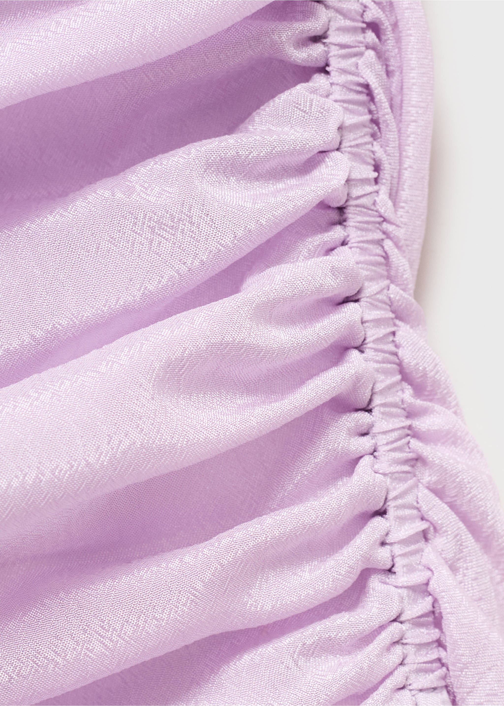 Gathered dress with satin finish - Details of the article 8, Lilac. Ref: 17061270-00.
