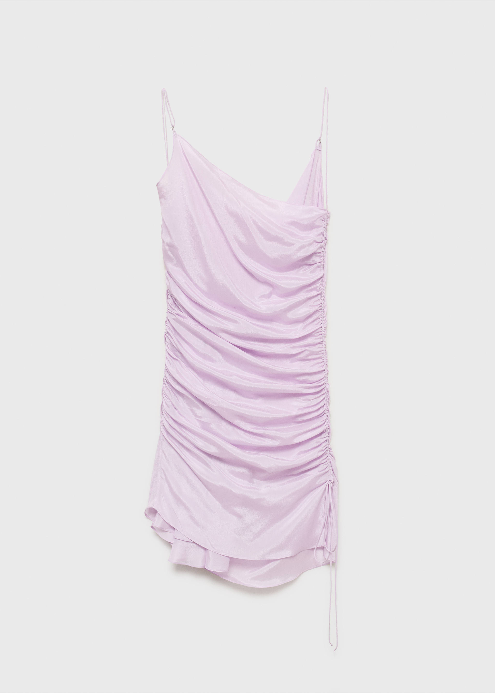 Gathered dress with satin finish - Article without model, Lilac. Ref: 17061270-00.
