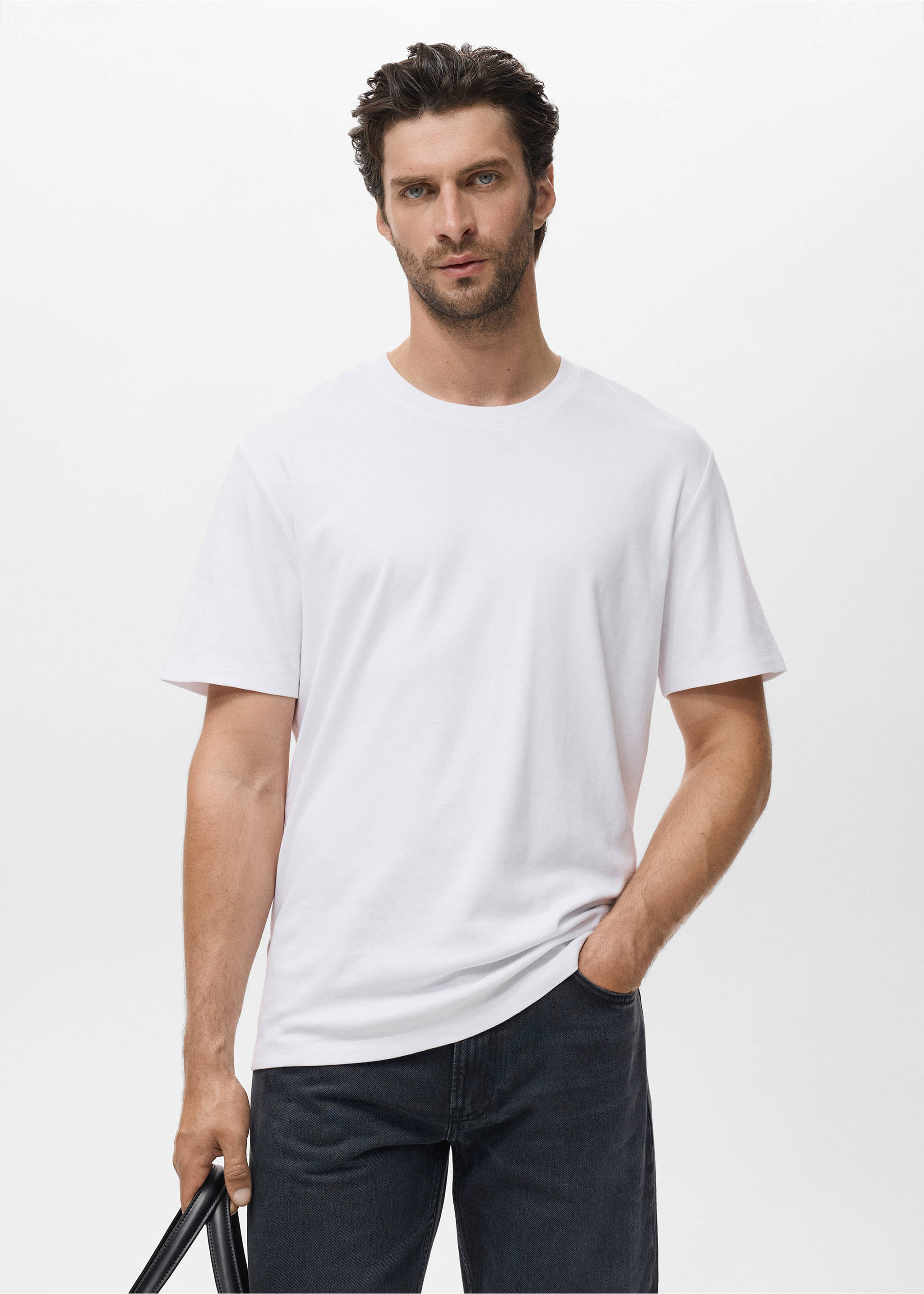 Medium weight regular fit T-shirt - Medium plane, White. Ref: 17061279-00.