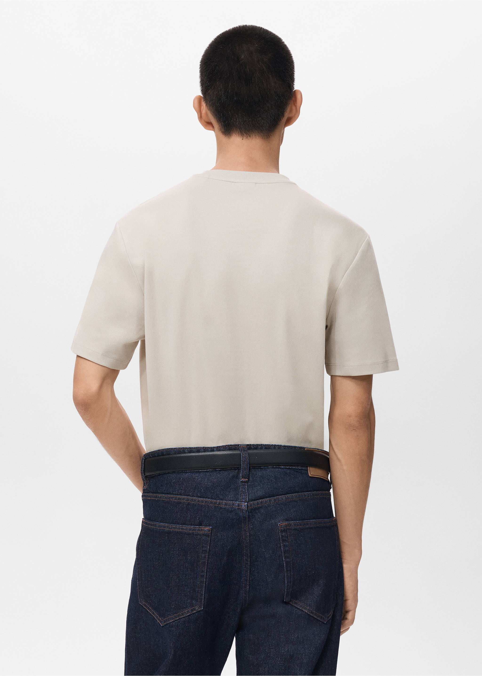 Medium weight regular fit T-shirt - Reverse of the article, Sand. Ref: 17061279-00.