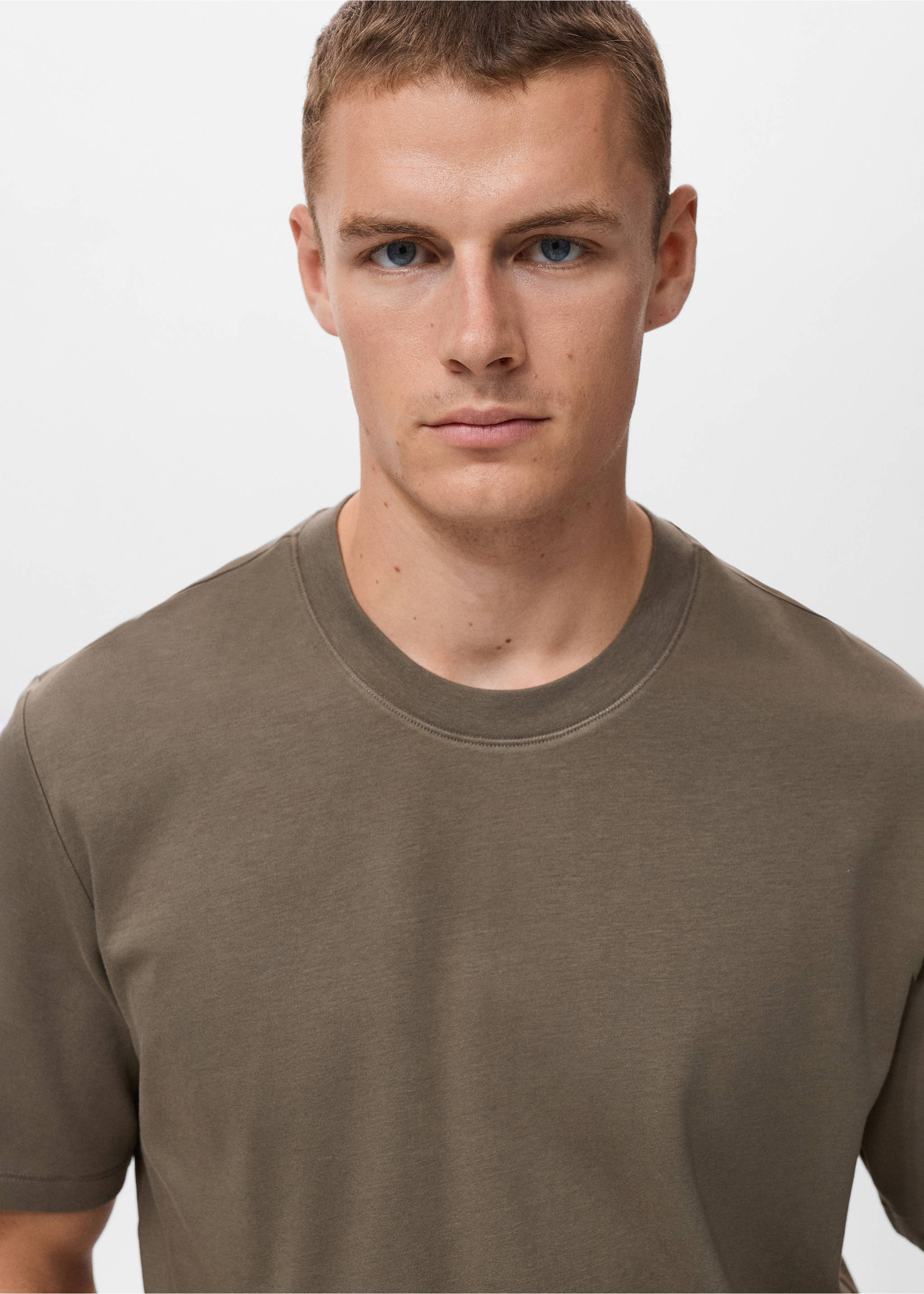 Medium weight regular fit T-shirt - Details of the article 1, Medium Brown. Ref: 17061279-00.
