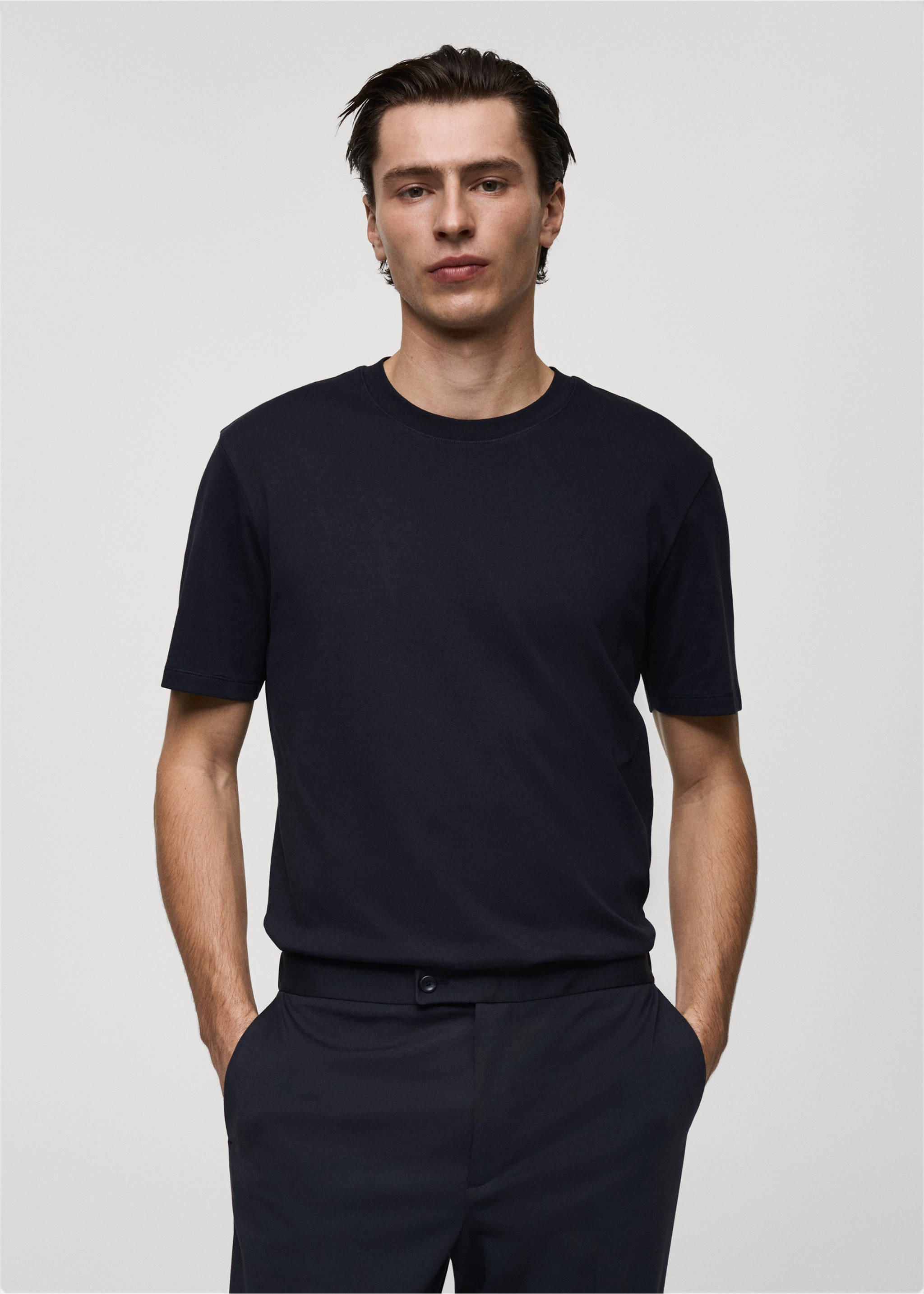 Medium weight regular fit T-shirt - Medium plane, Dark Navy. Ref: 17061279-00.