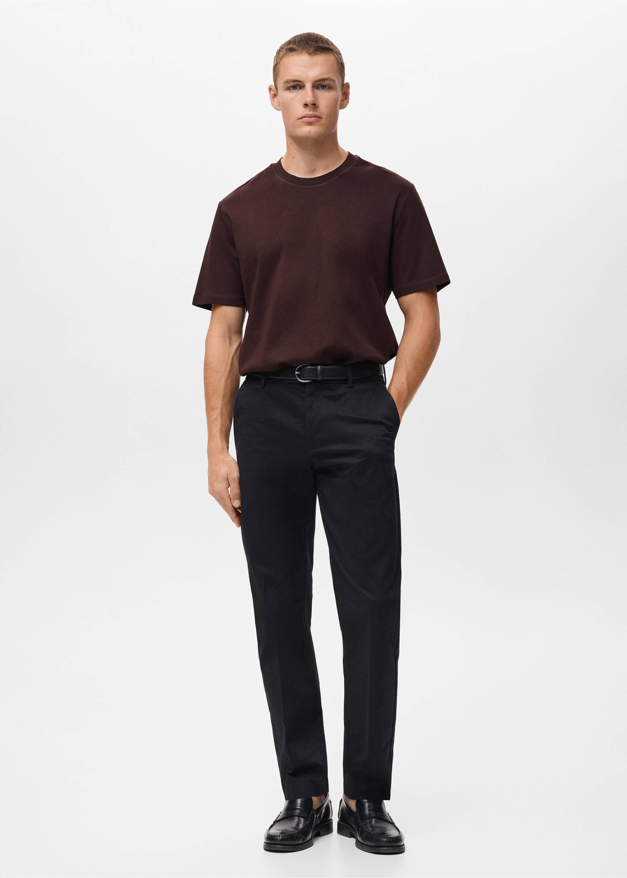 Medium weight regular fit T-shirt - General plane, Wine. Ref: 17061279-00.