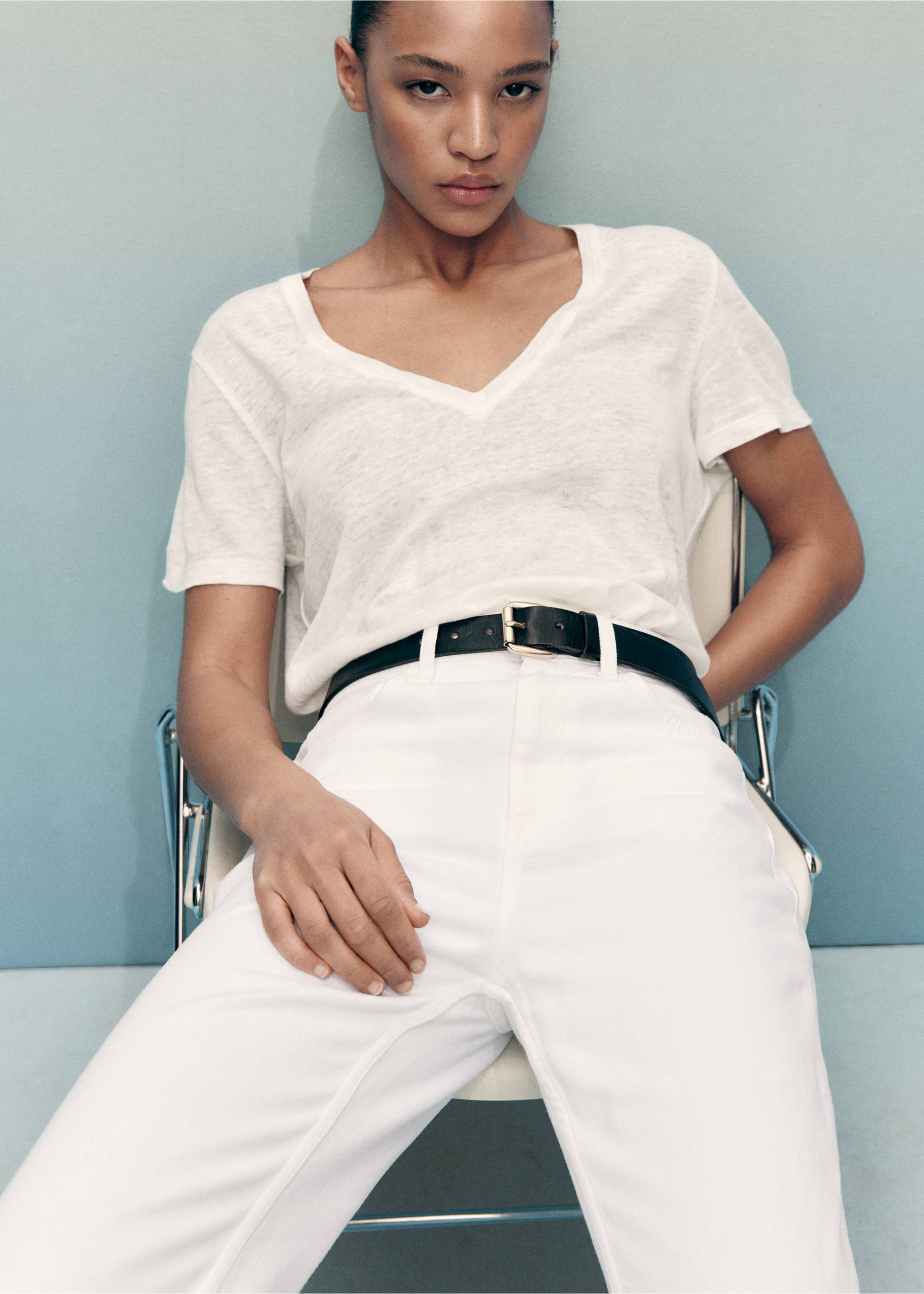 Matilda medium-rise straight-fit jeans - Details of the article 1, White. Ref: 17061284-00.