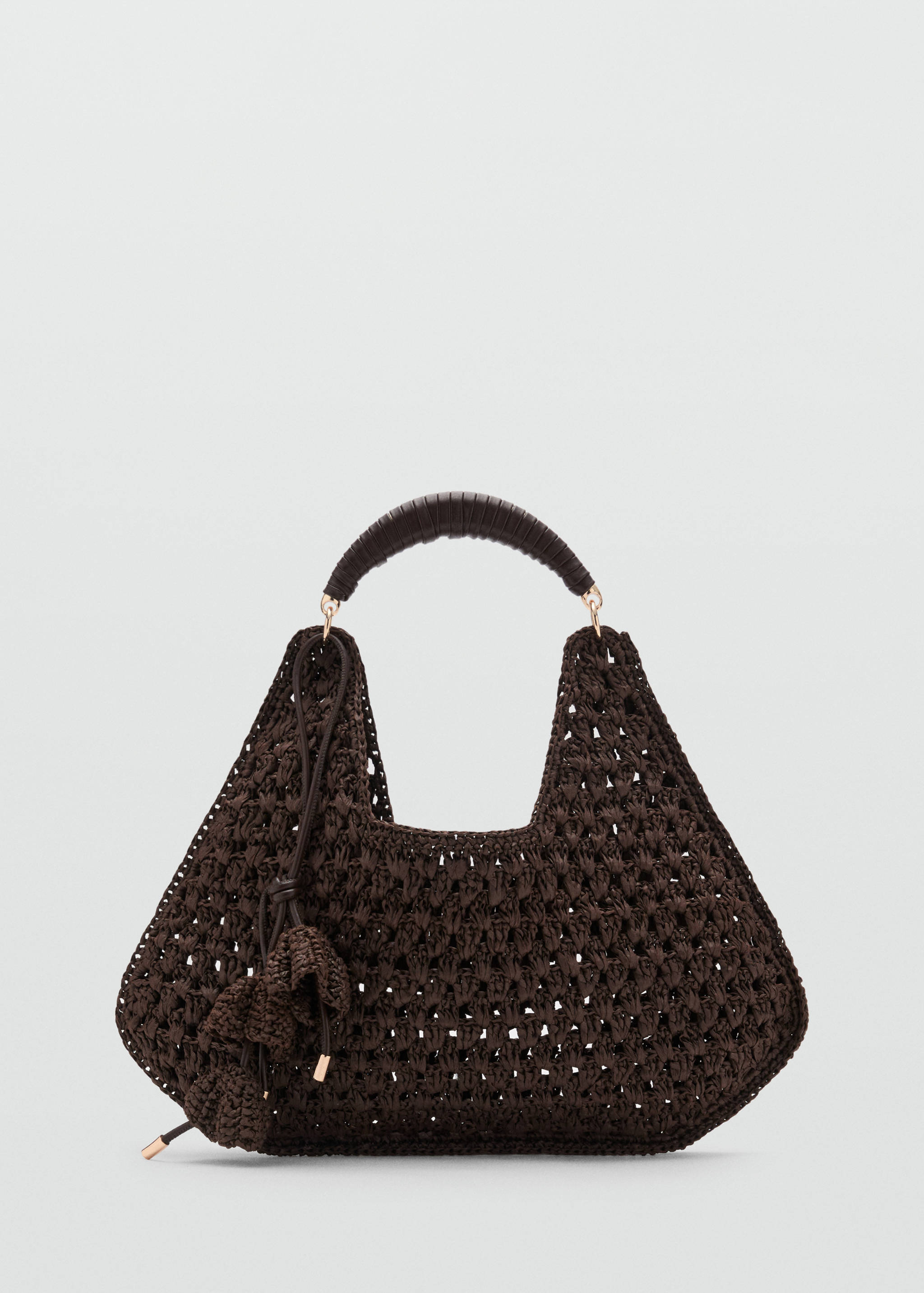 Natural fibre shoulder bag with flower charm - Article without model