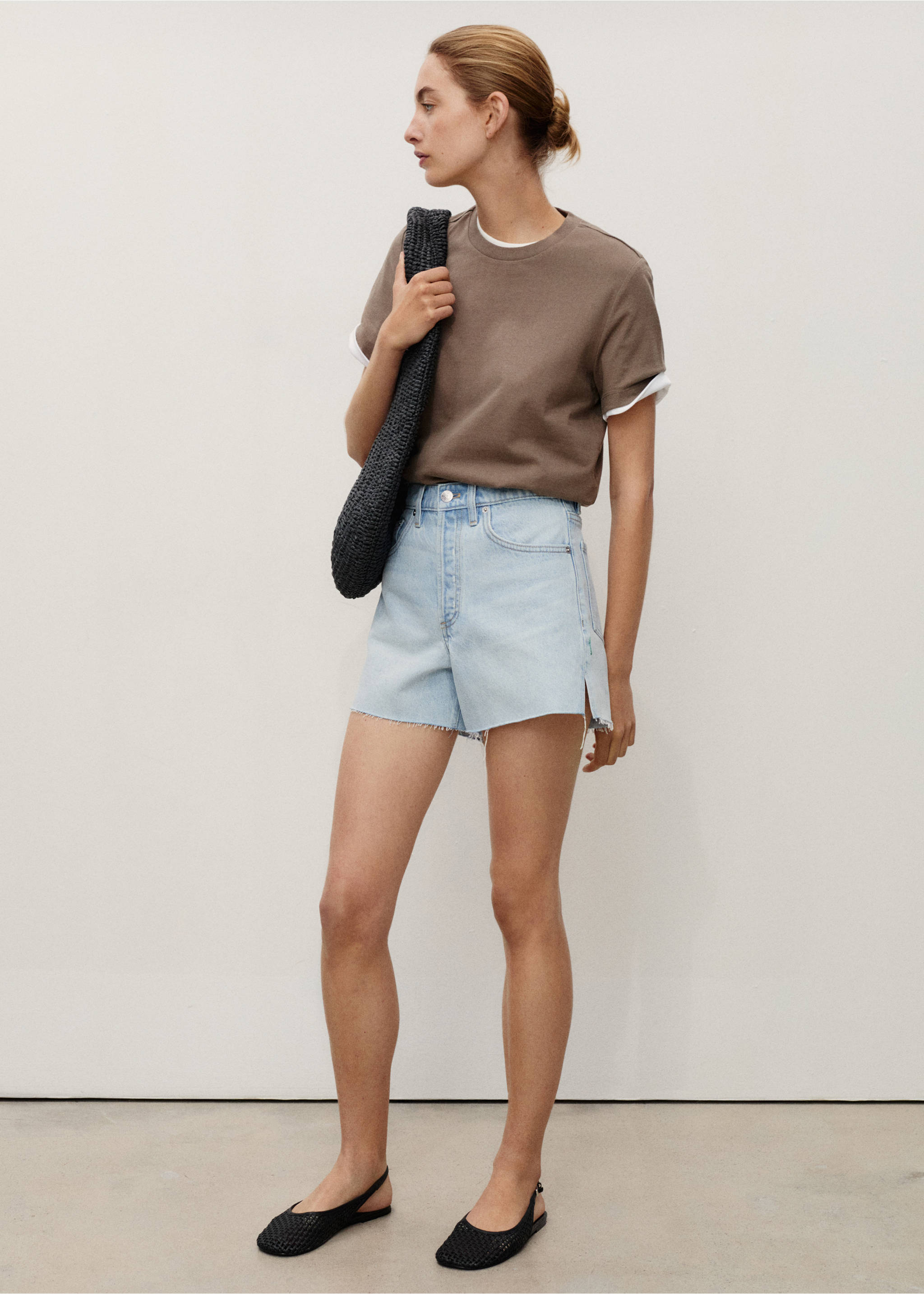 Jeansshorts mit ausgefranstem Saum - Allgemeine Ansicht, Hellblau. Ref: 17061515-00.