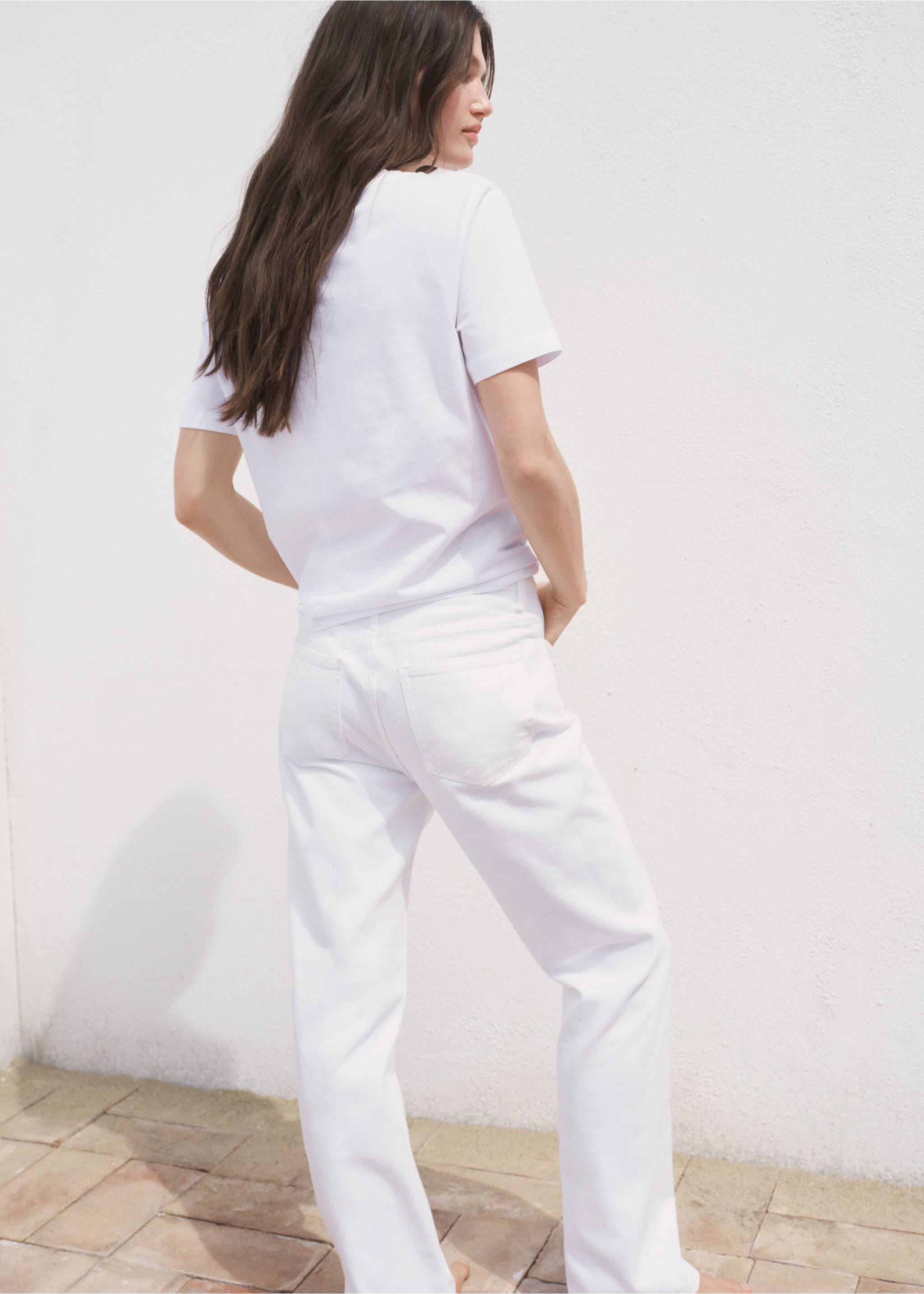 V-neck cotton T-shirt - Reverse of the article, White. Ref: 17061516-00.