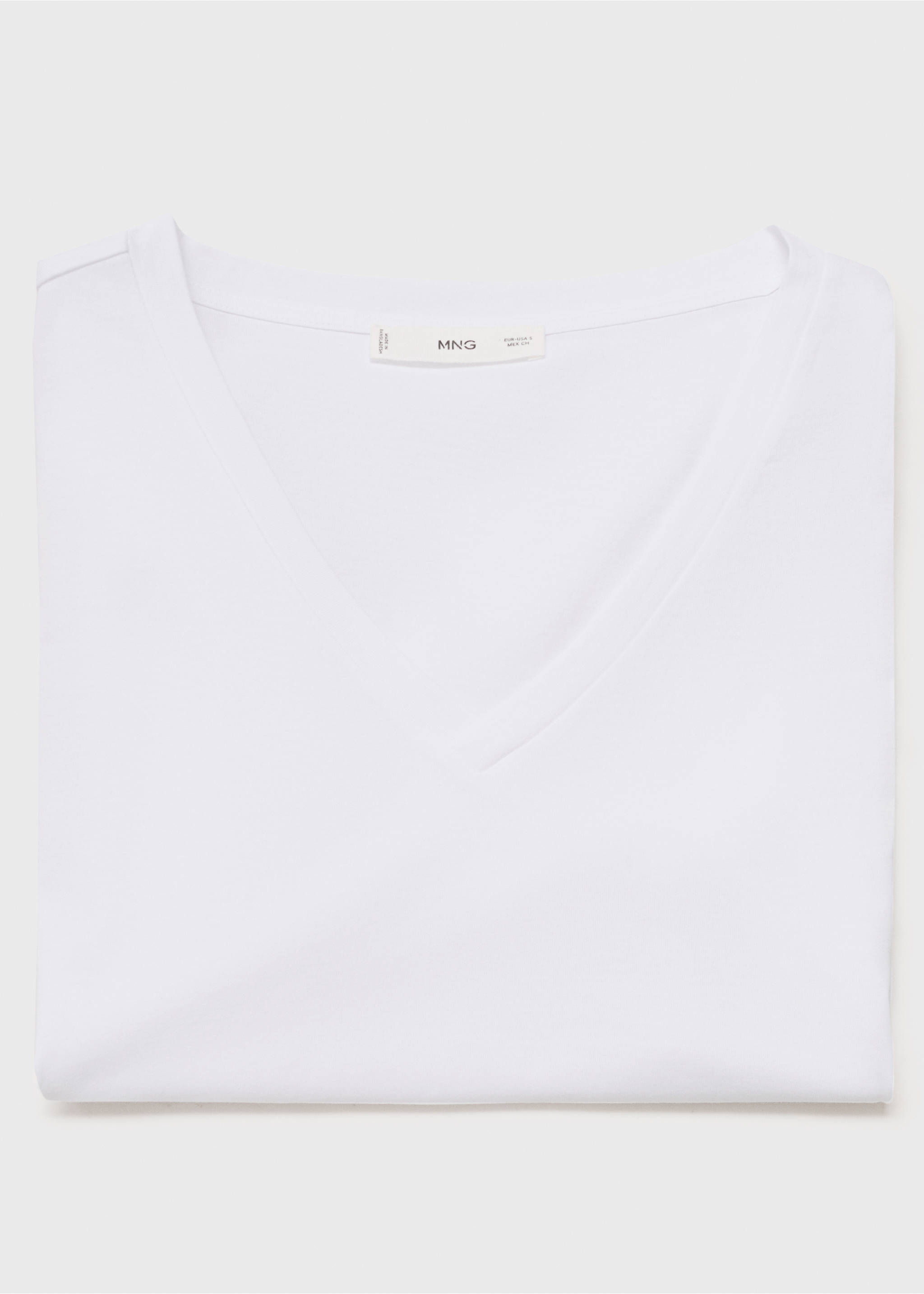 V-neck cotton T-shirt - Details of the article 8, White. Ref: 17061516-00.
