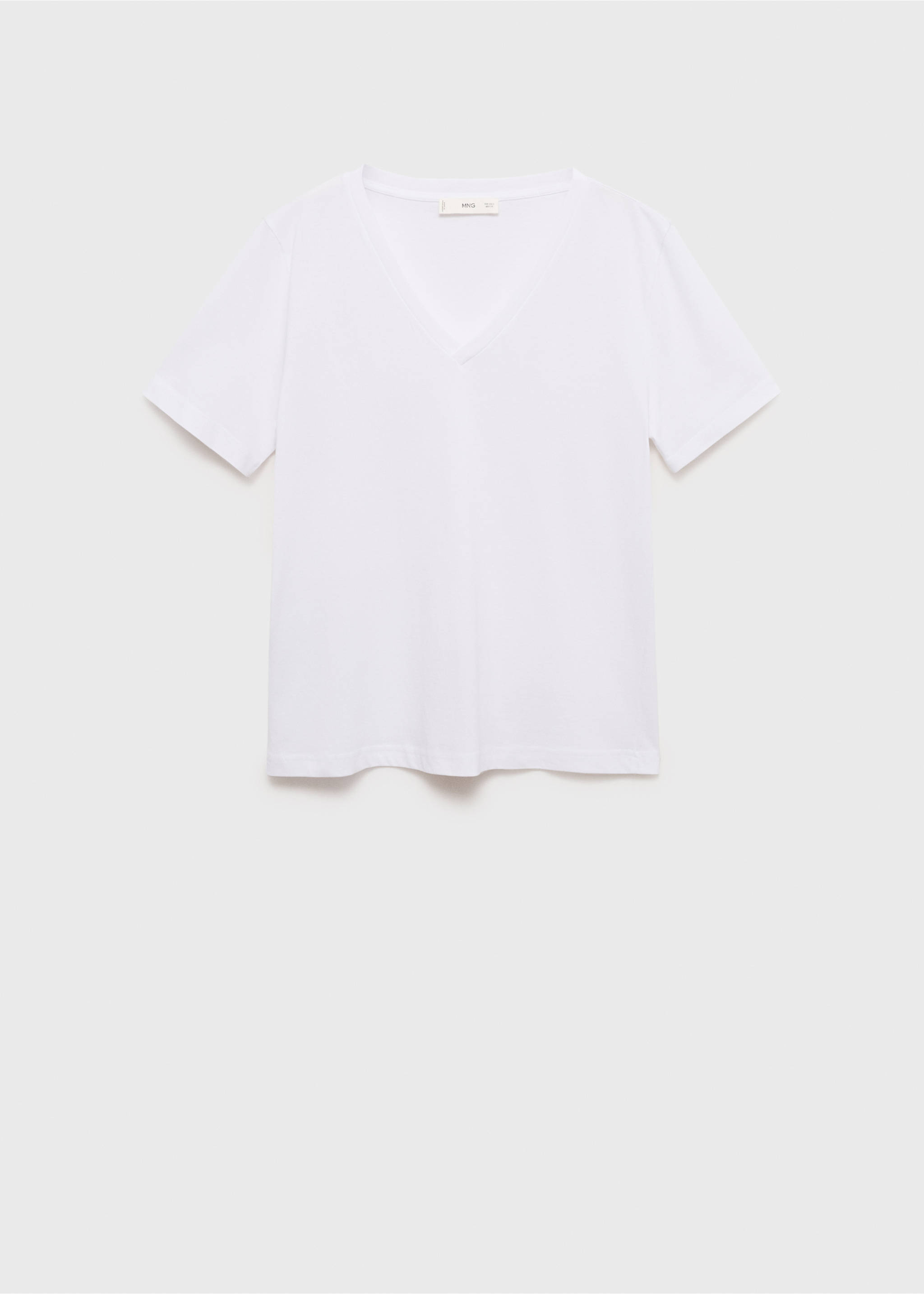 V-neck cotton T-shirt - Article without model, White. Ref: 17061516-00.