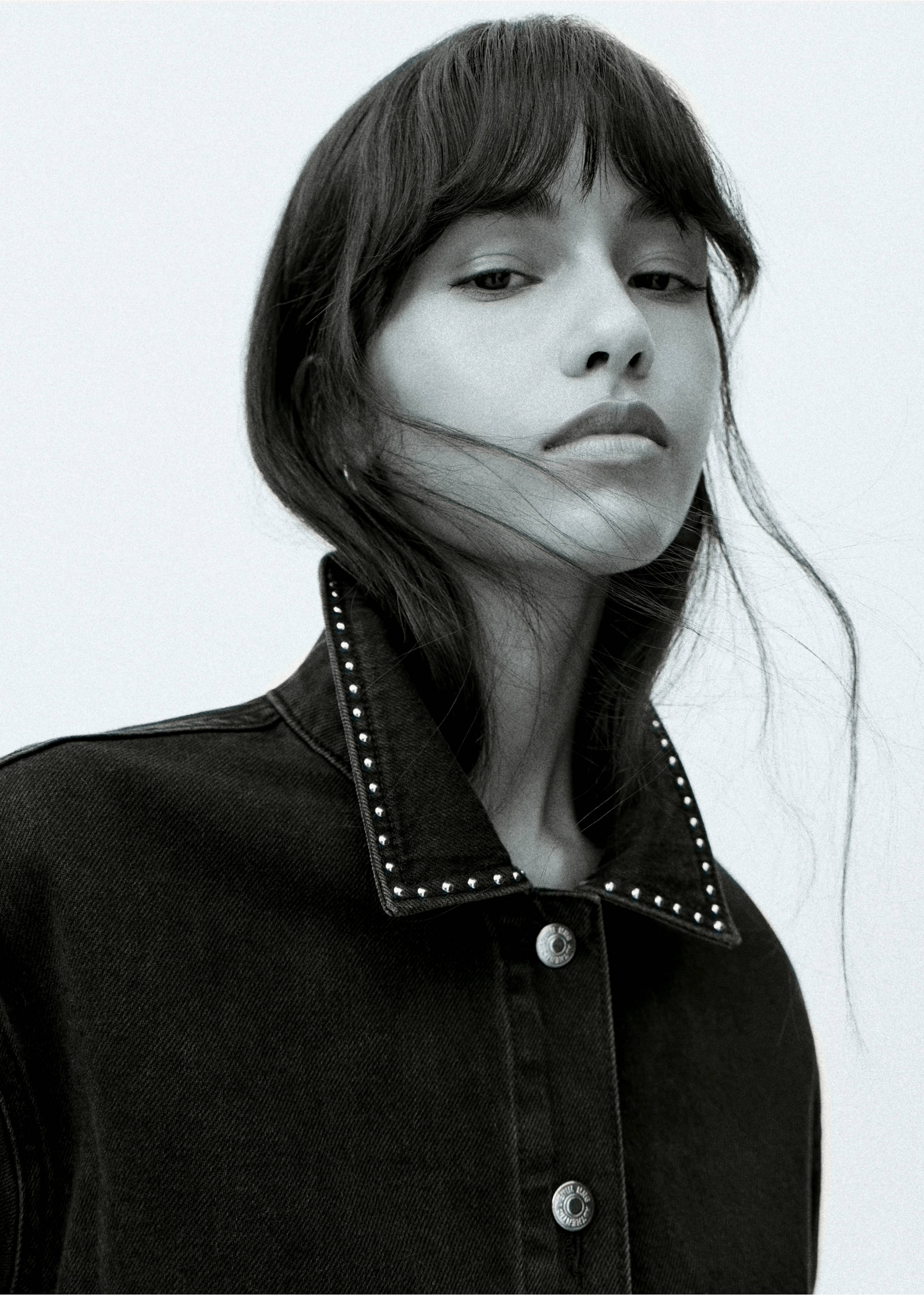 Studded denim jacket - Details of the article 1, Grey. Ref: 17061520-00.