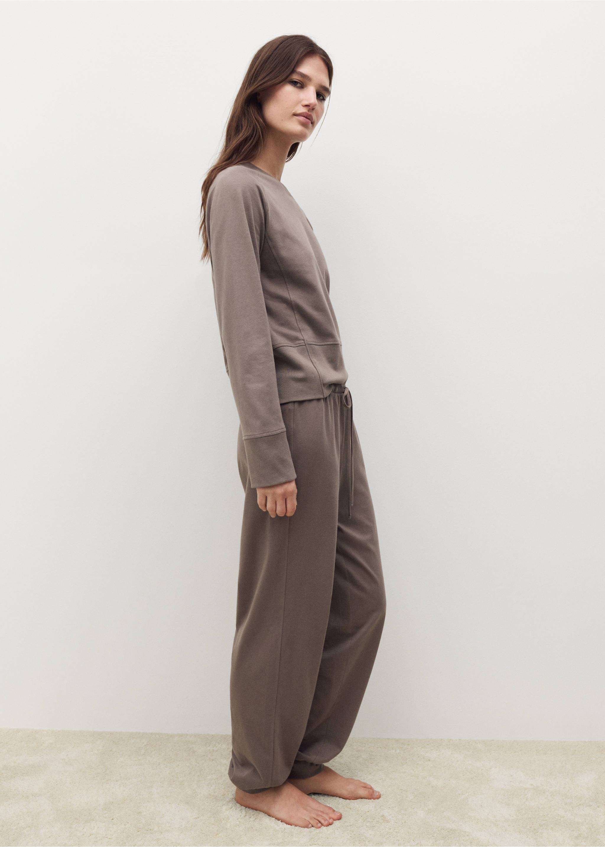 Soft-finish jogger trousers - General plane, Coffee. Ref: 17061525-00.