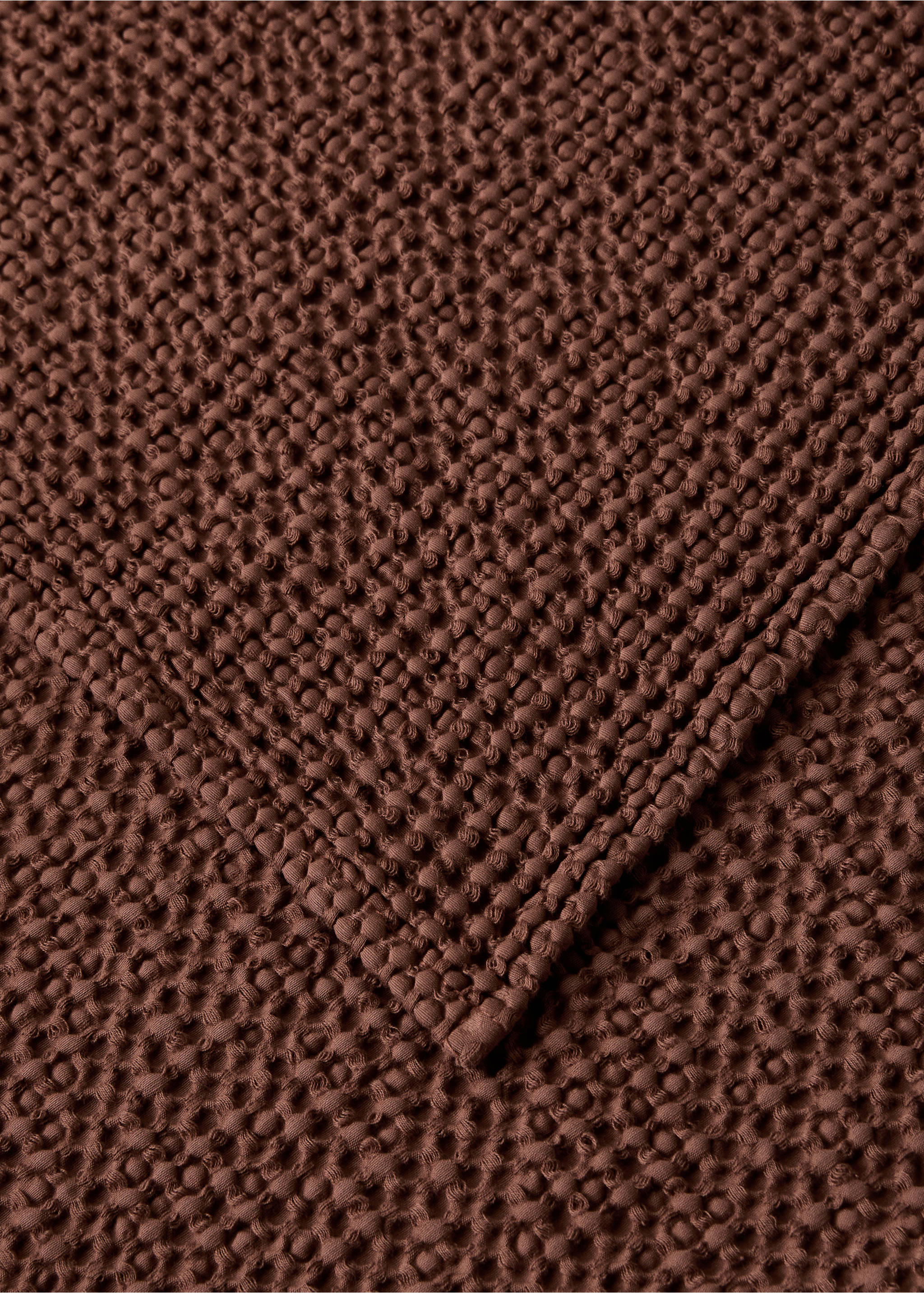 Bavlněný přehoz garment dyed s vaflovou strukturou, na postel 130/150 cm - Detail zboží 1, Tmavě oranžová. Ref: 17061533-00.