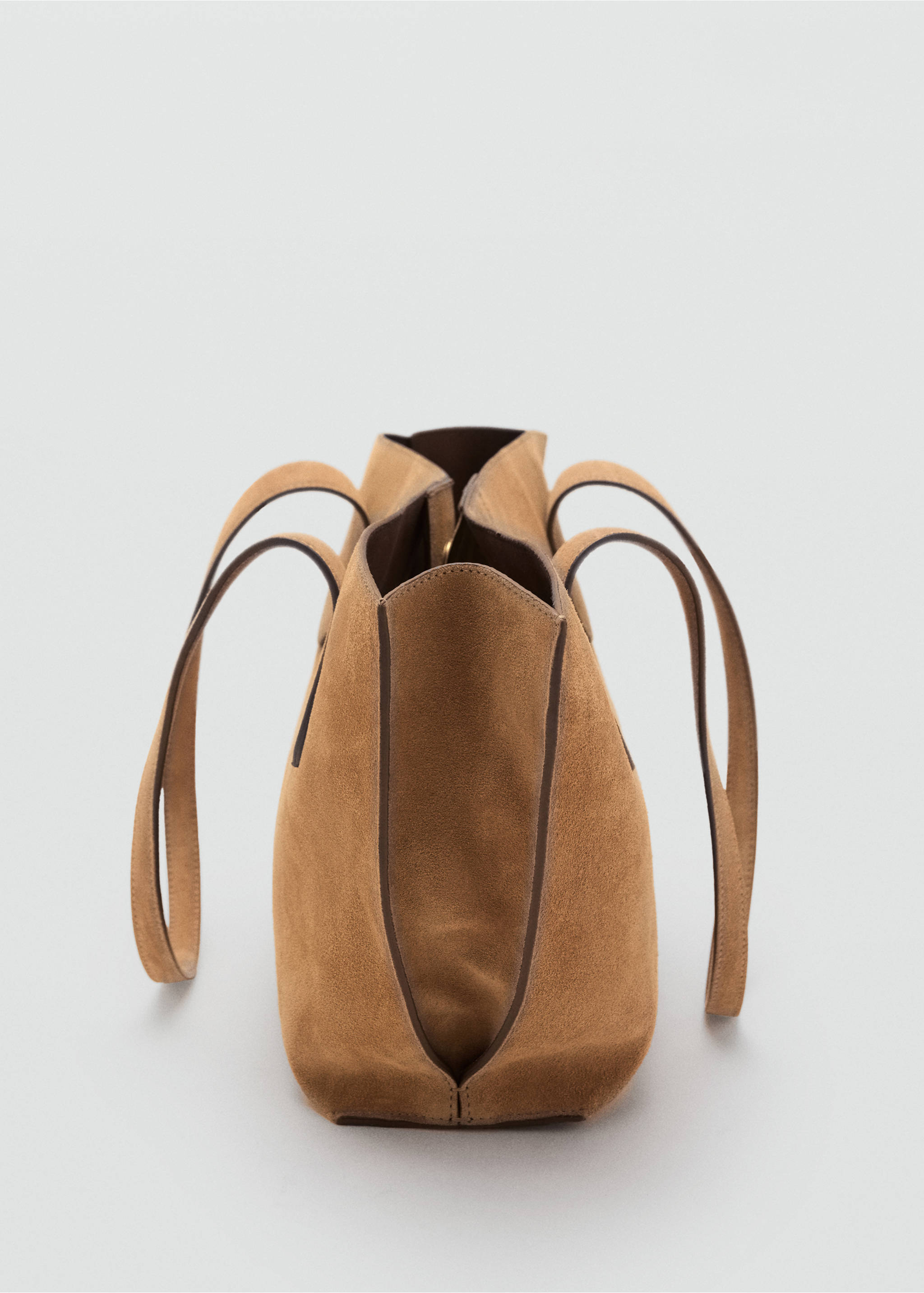 Mini-Shopper Bag aus Rauleder - Detail des Artikels 1, Mittelbraun. Ref: 17061542-00.