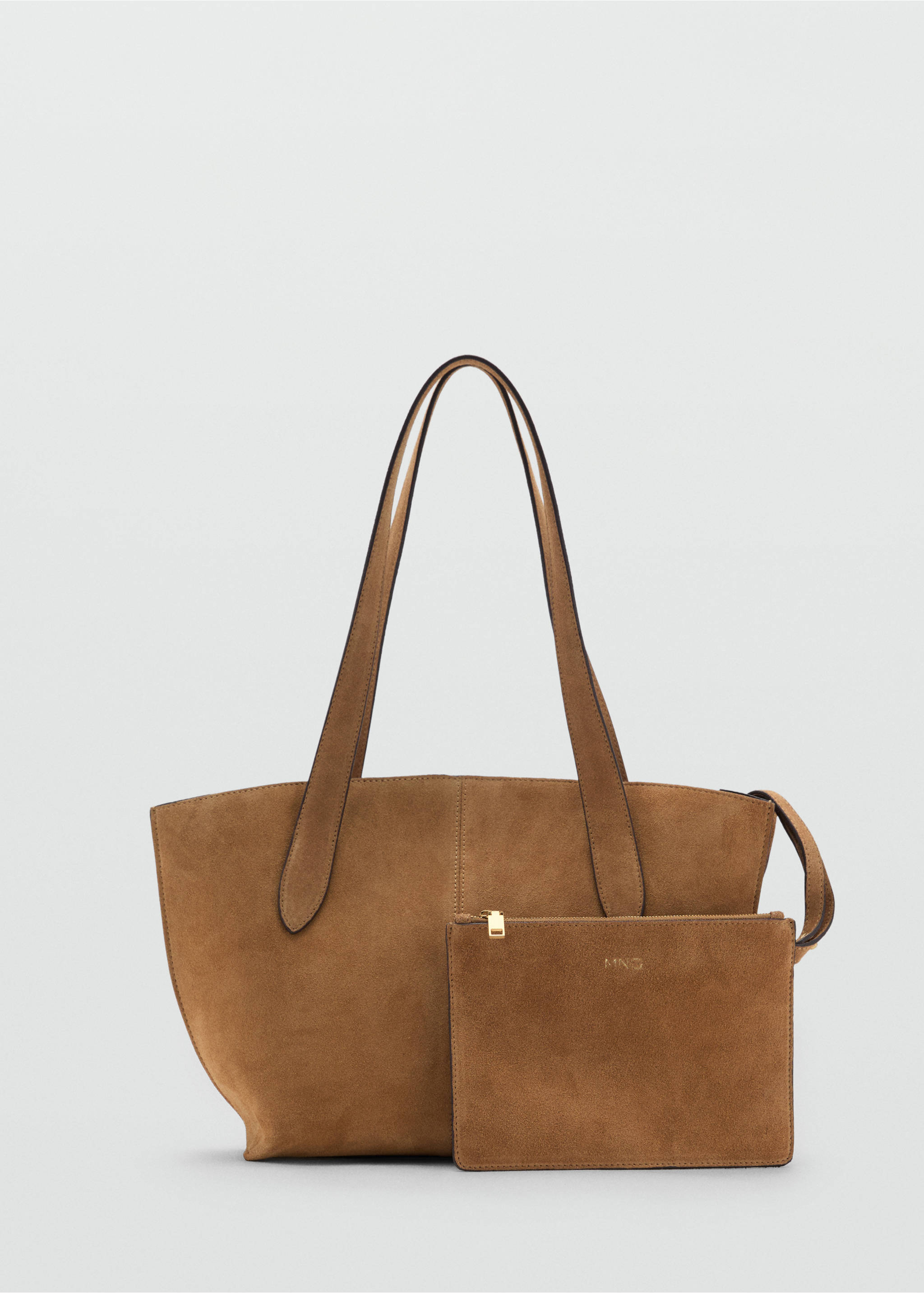 Mini-Shopper Bag aus Rauleder - Artikel ohne Model, Mittelbraun. Ref: 17061542-00.