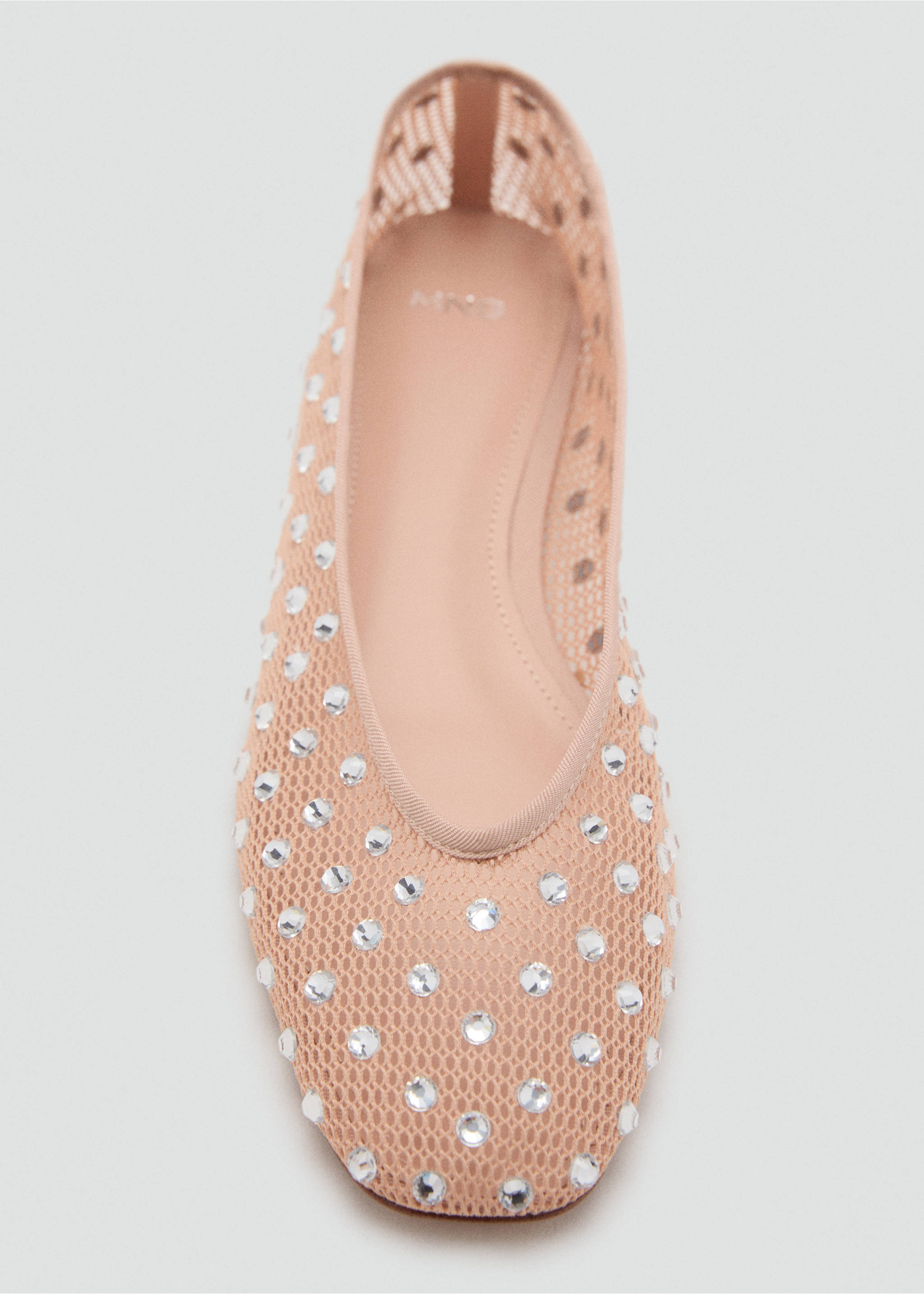 Mesh rhinestone ballet flats - Details of the article 3, Nude. Ref: 17062030-00.